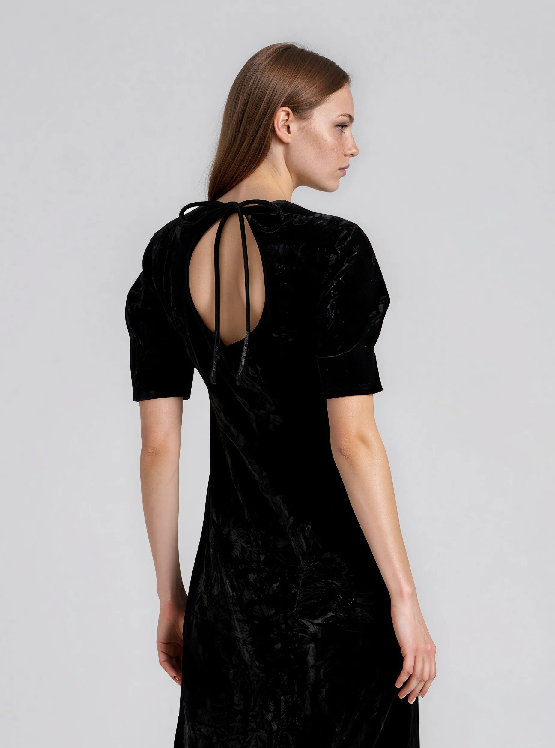 Acelia Velvet Dress - Black - Image 2