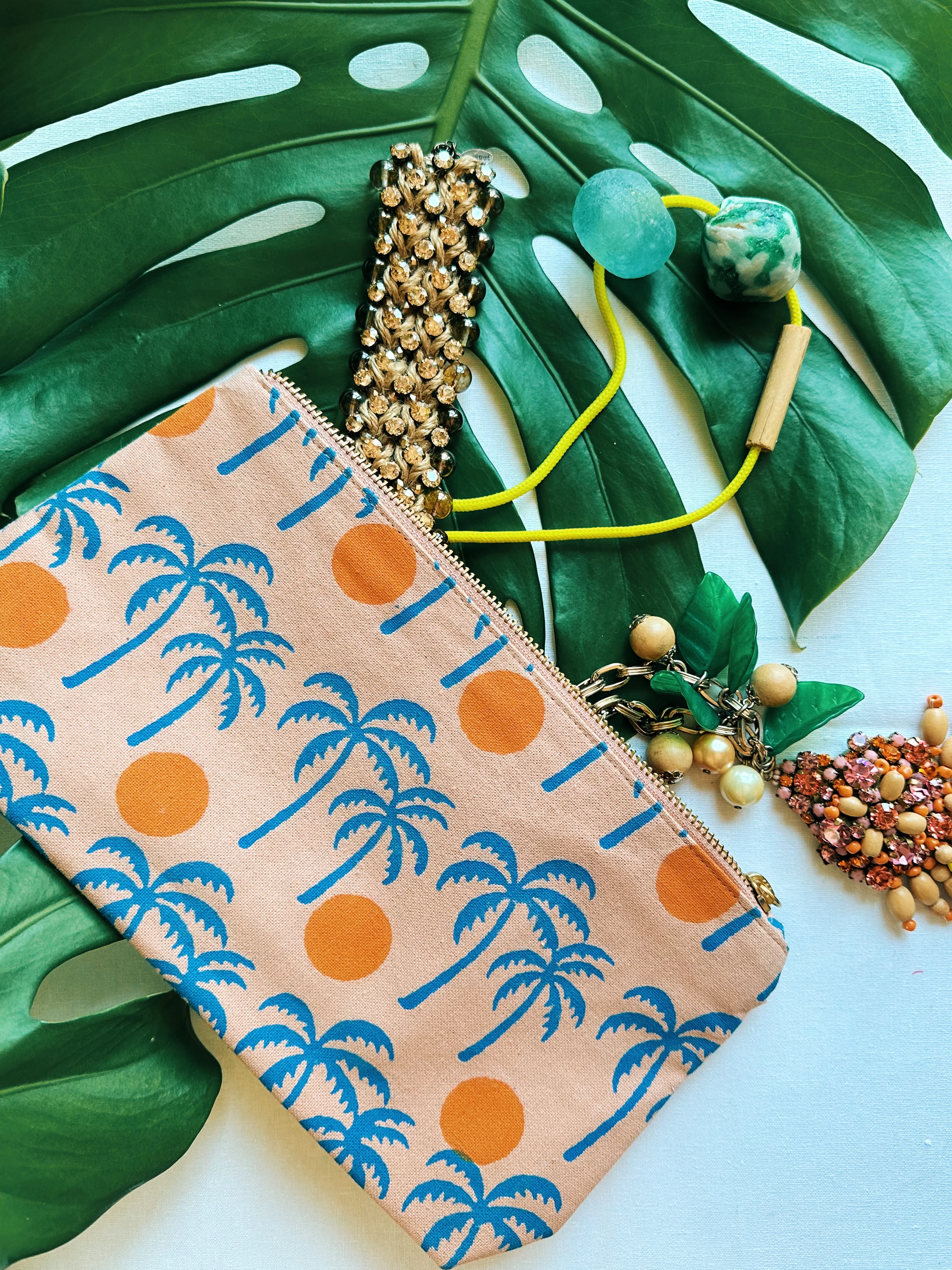 Palm Sunset Block Printed Pouch - Image 2