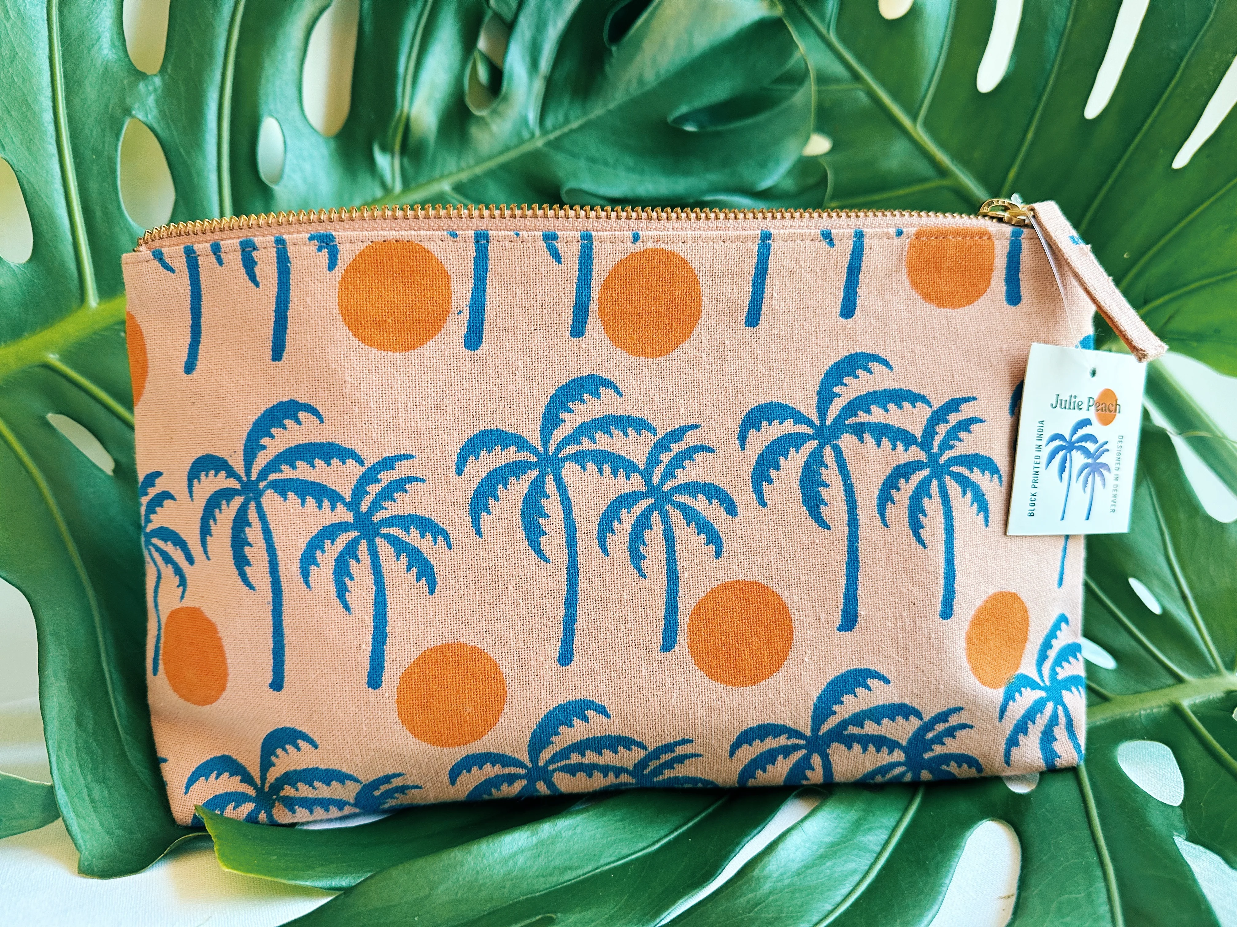 Palm Sunset Block Printed Pouch - Image 3