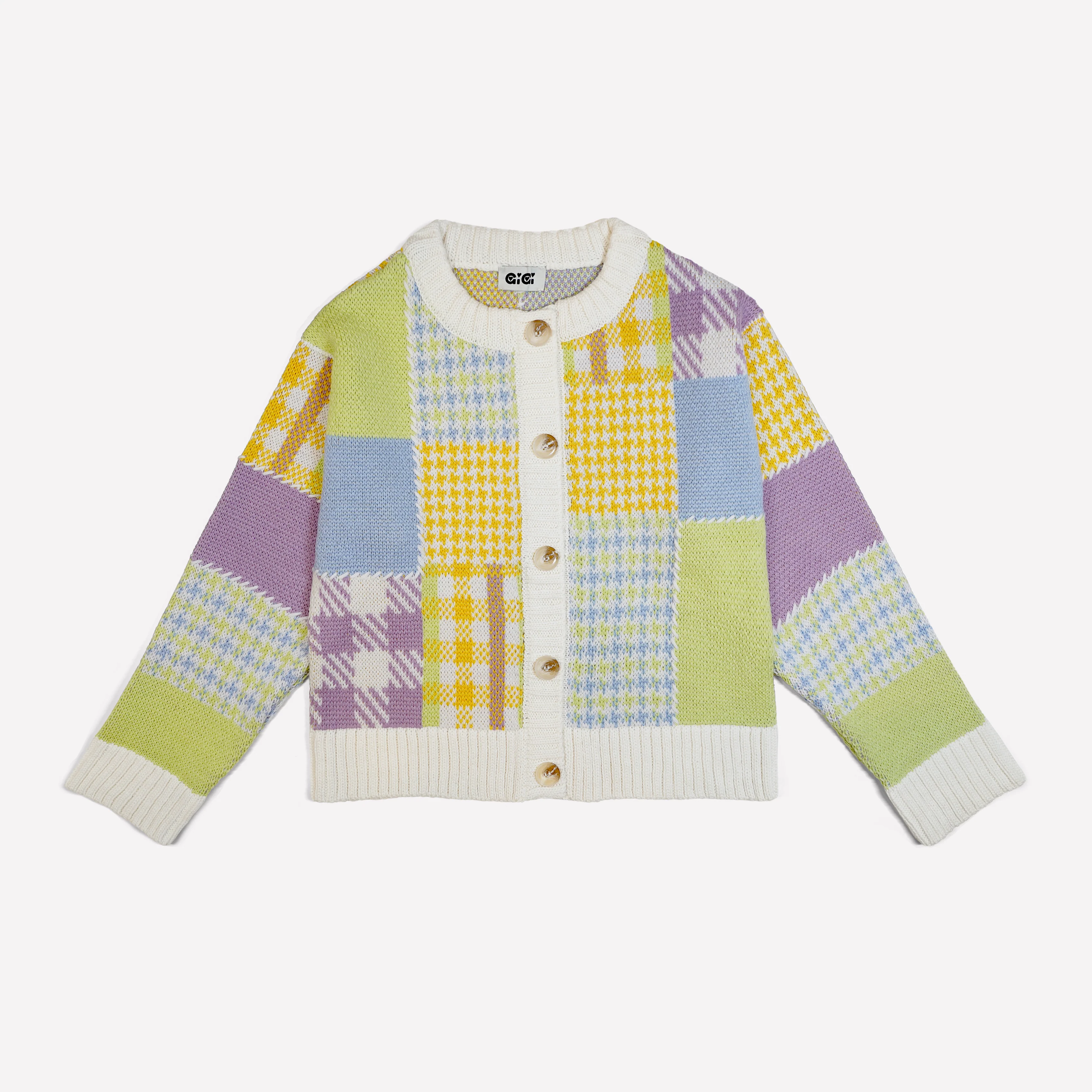 Patchwork Cardigan - Lime Multi - Image 2