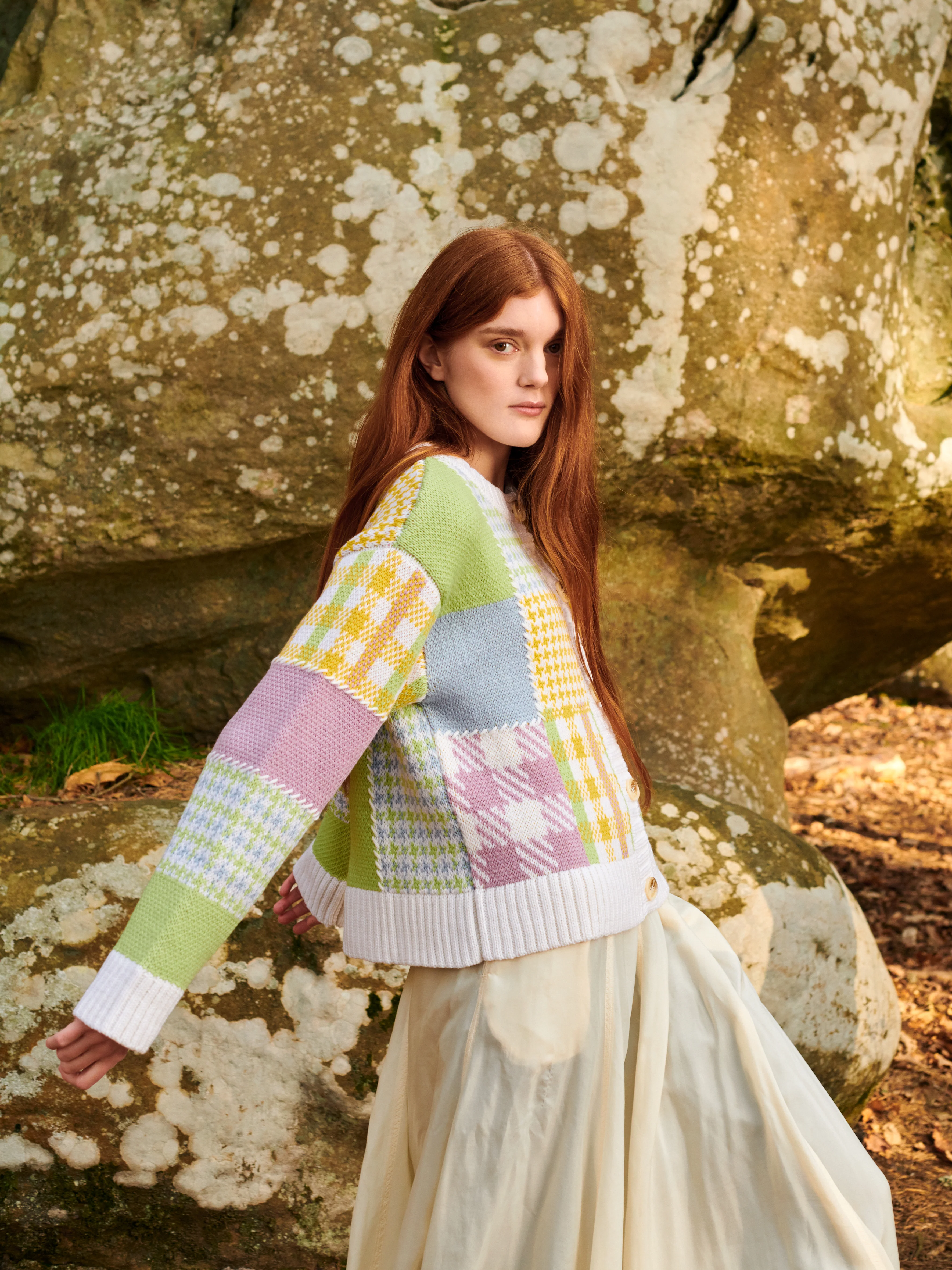 Patchwork Cardigan - Lime Multi - Image 4