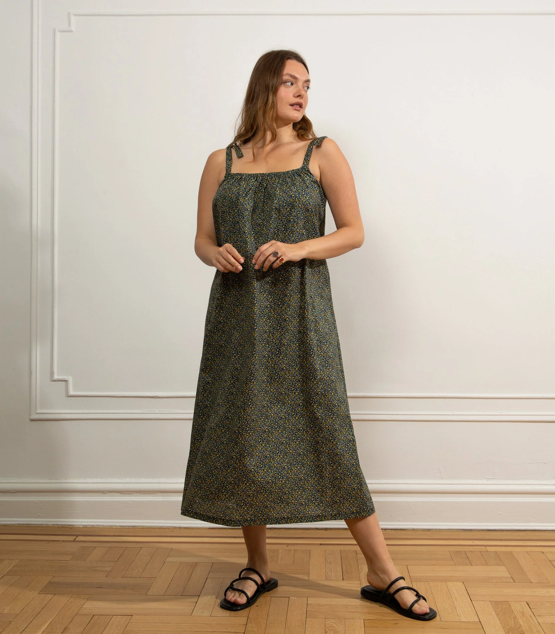 Penelope Tie Strap Dress - Dark Floral - Image 3