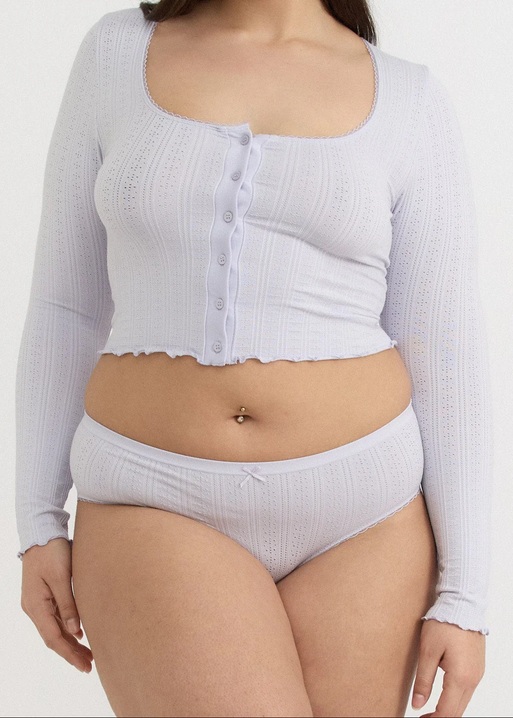 Pointelle Cardigan - Soft Lilac