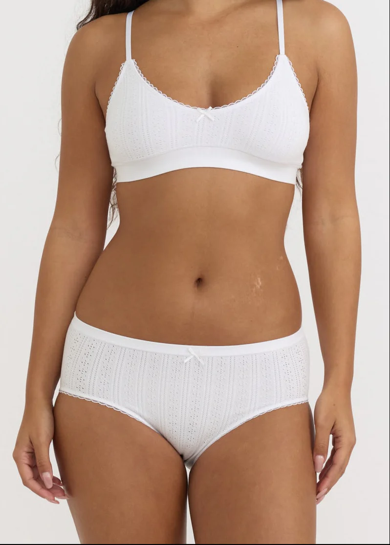 Pointelle Hipster - White