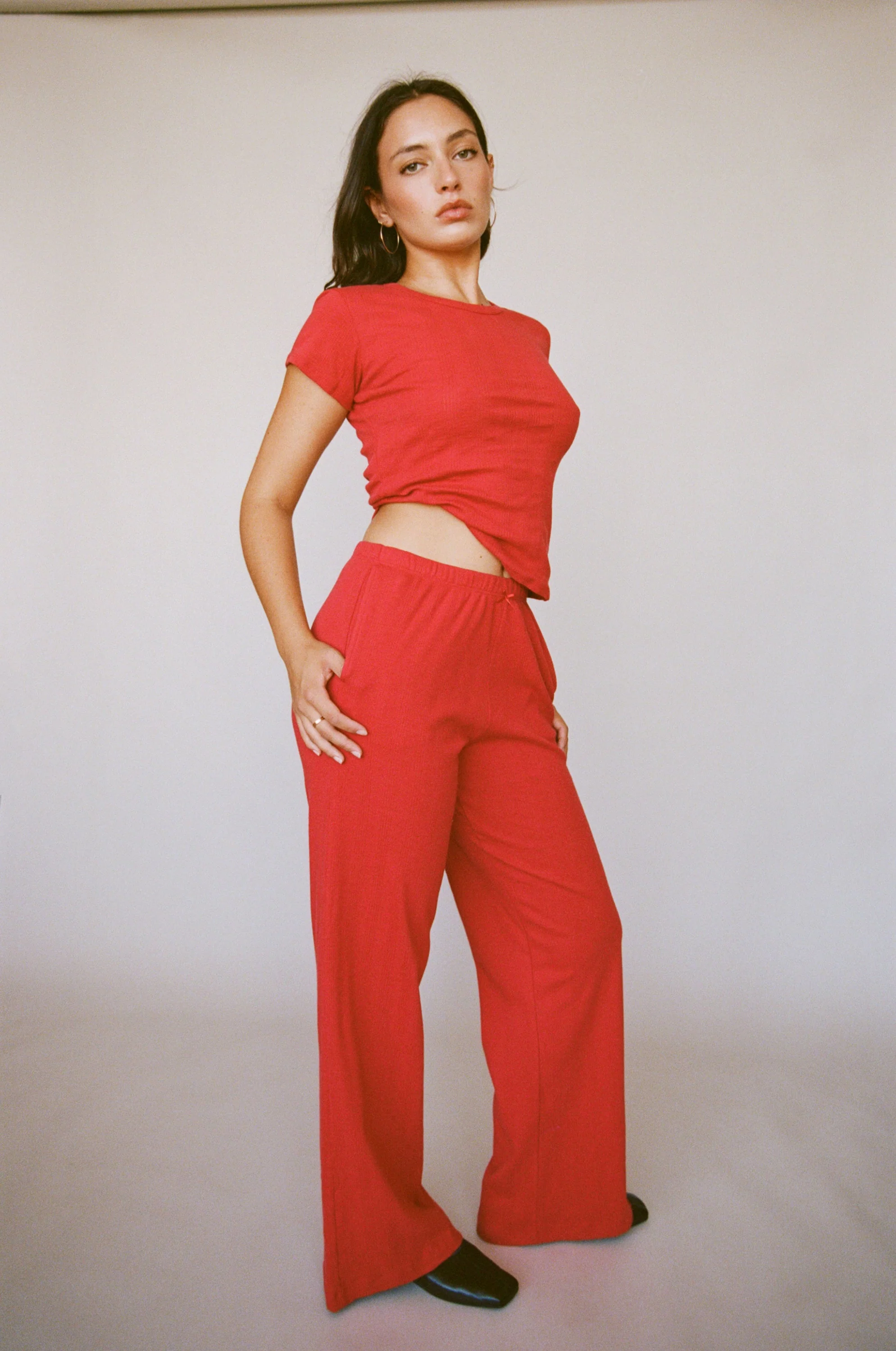 Pointelle Easy Pant - Cherry - Image 2