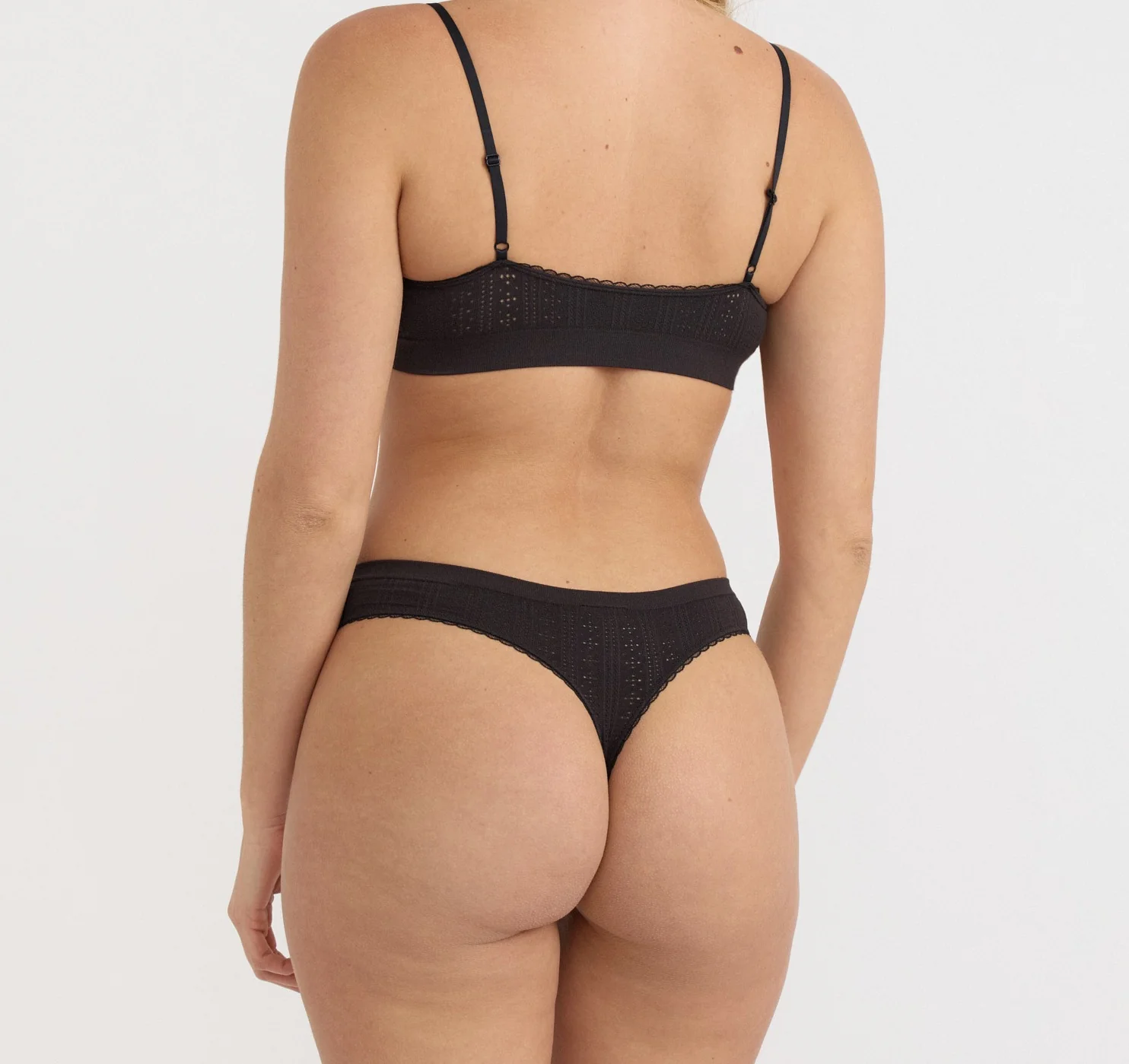 Pointelle Thong - Black - Image 5