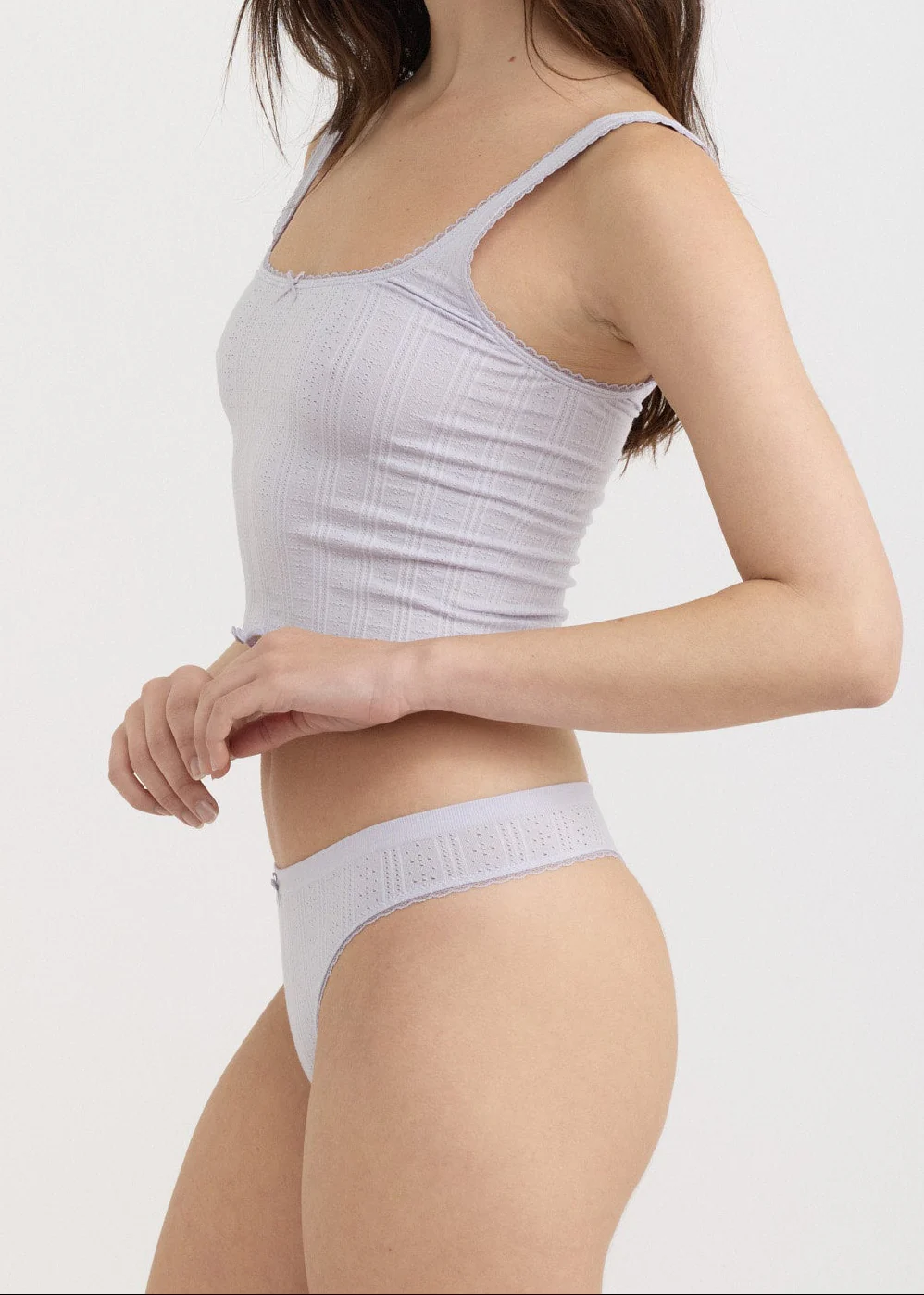 Pointelle Thong - Soft Lilac