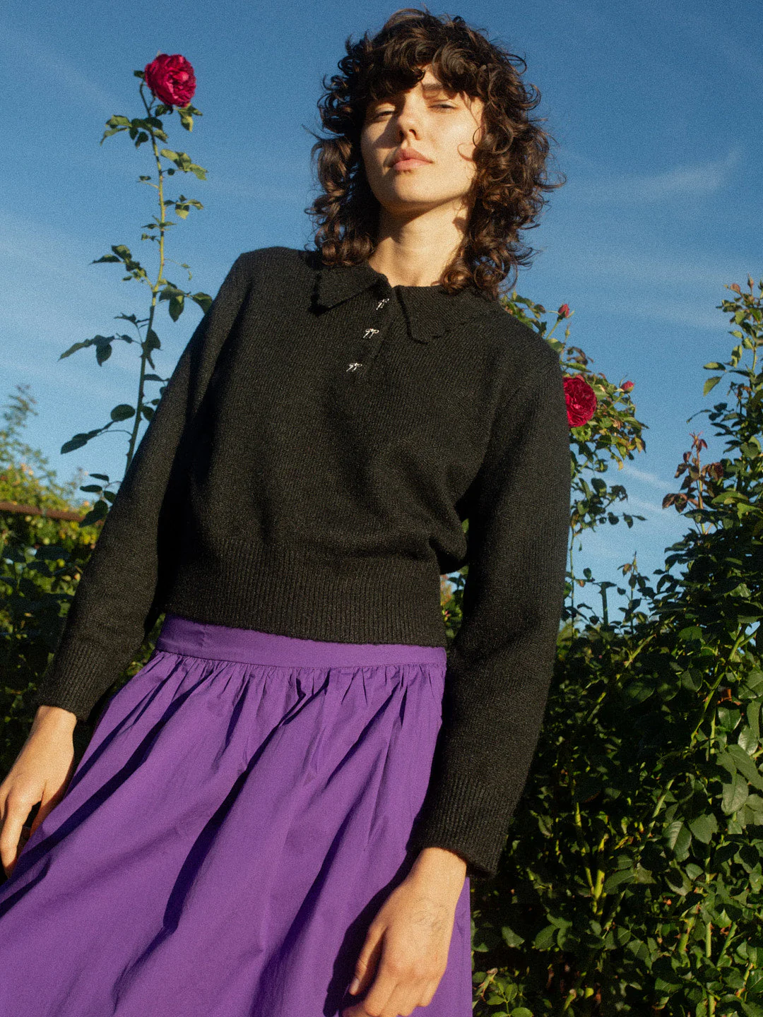Posey Polo Sweater - Black - Image 3