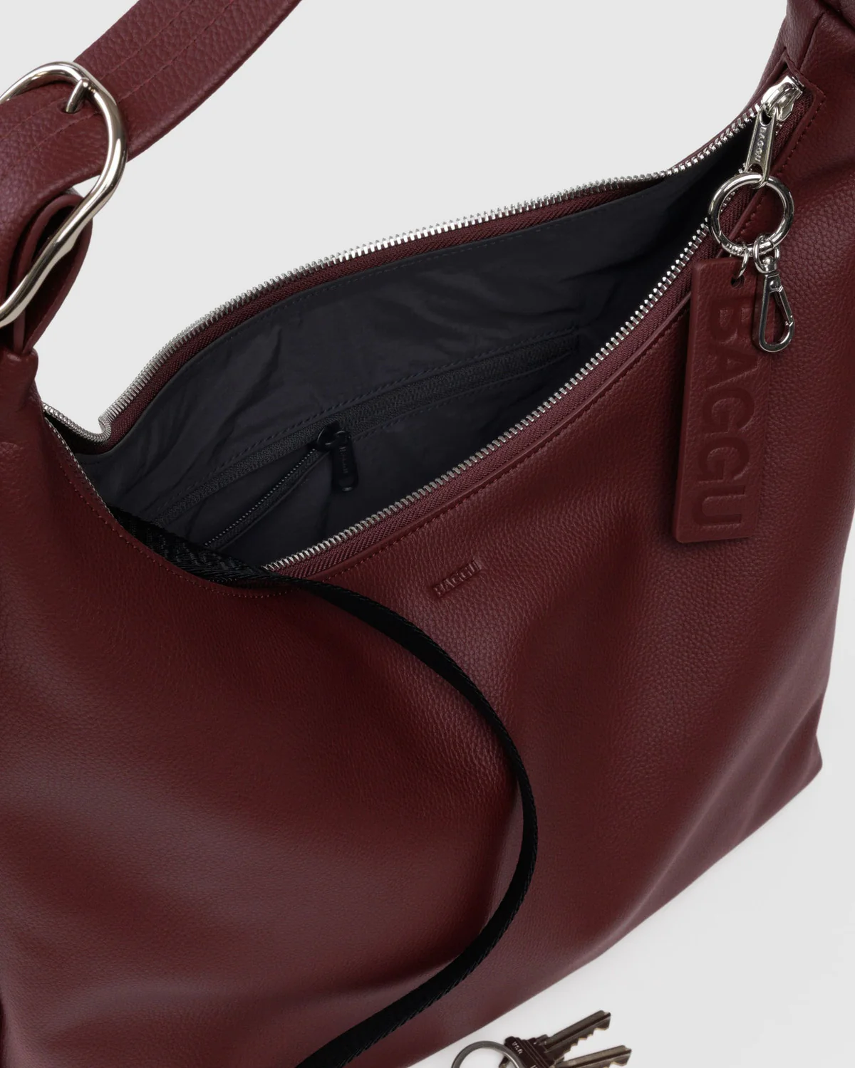 Recycled Leather Shoulder Bag - Mahogany - Image 4