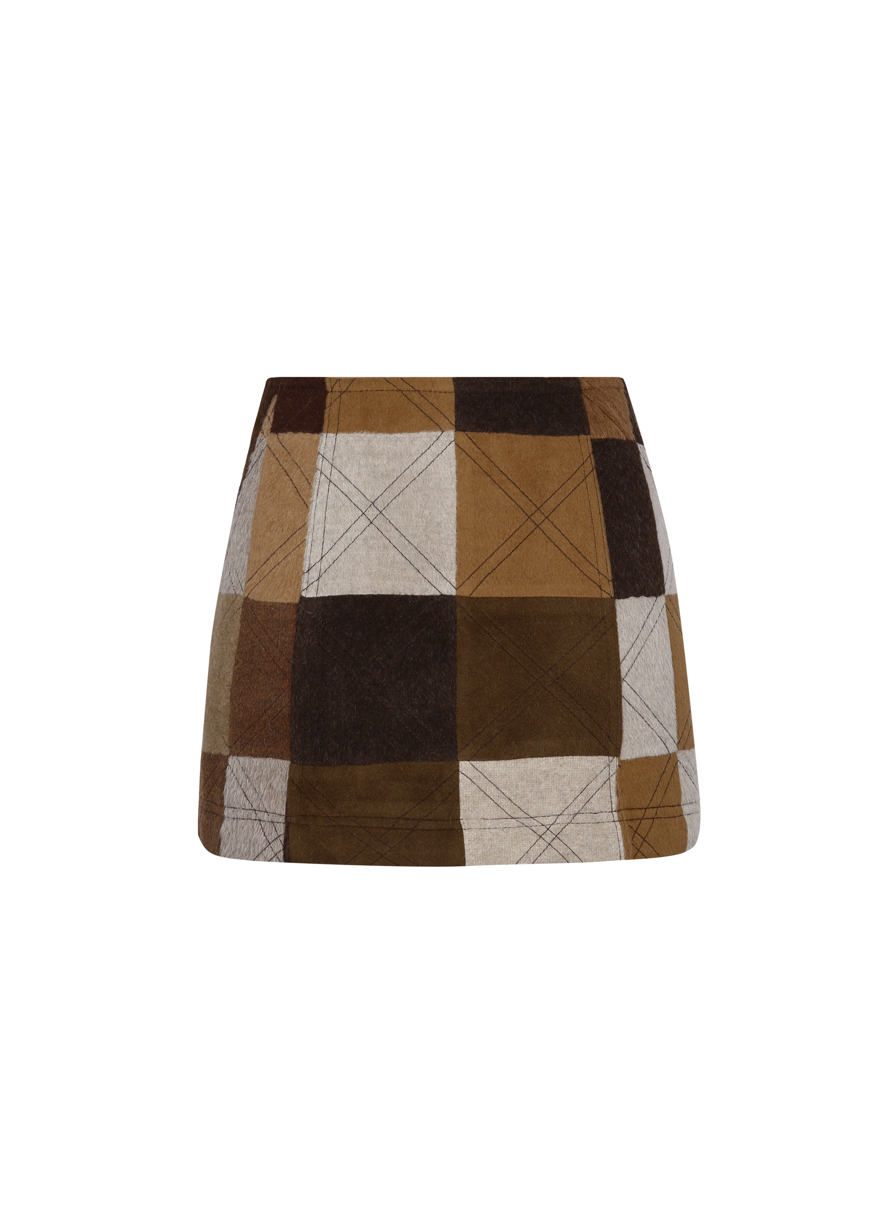 Renata Mini Skirt - Brown Patchwork