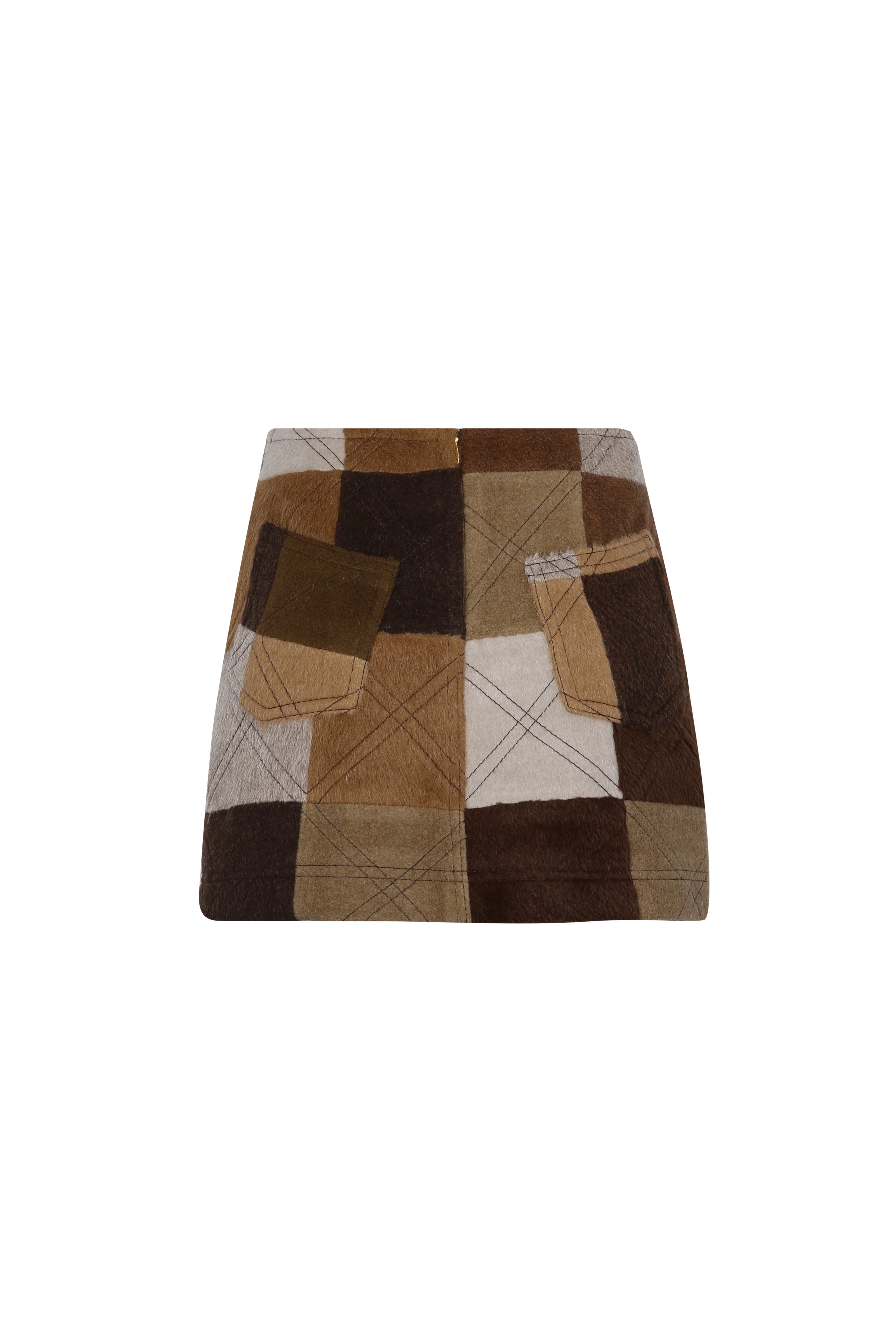 Renata Mini Skirt - Brown Patchwork - Image 2