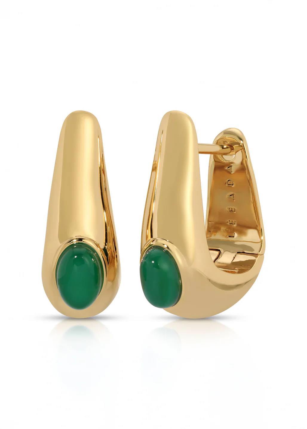 Reve Gem Hoops - Emerald Jade/Gold