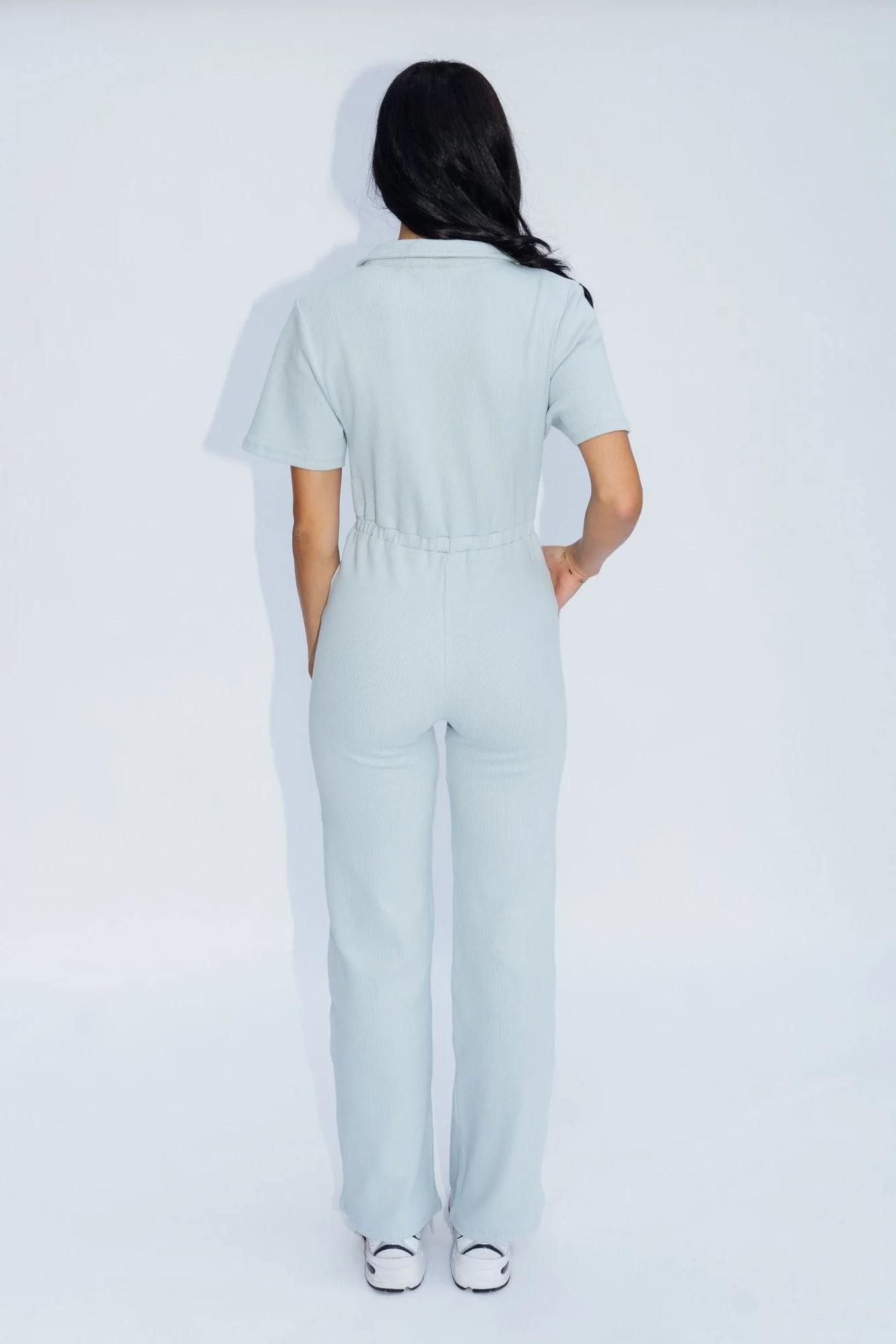 Ribbed Polo Jumpsuit Silver - Image 2