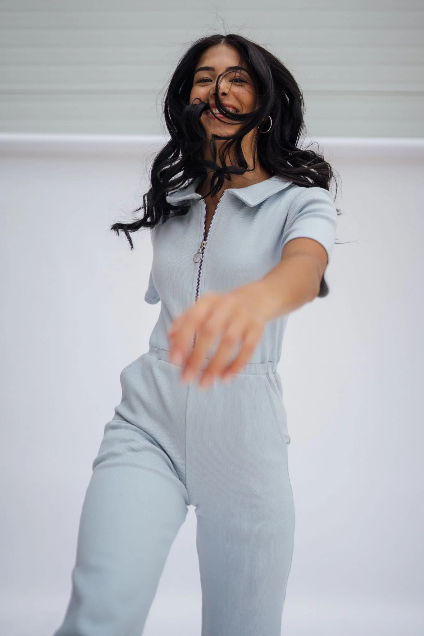 Ribbed Polo Jumpsuit Silver - Image 6