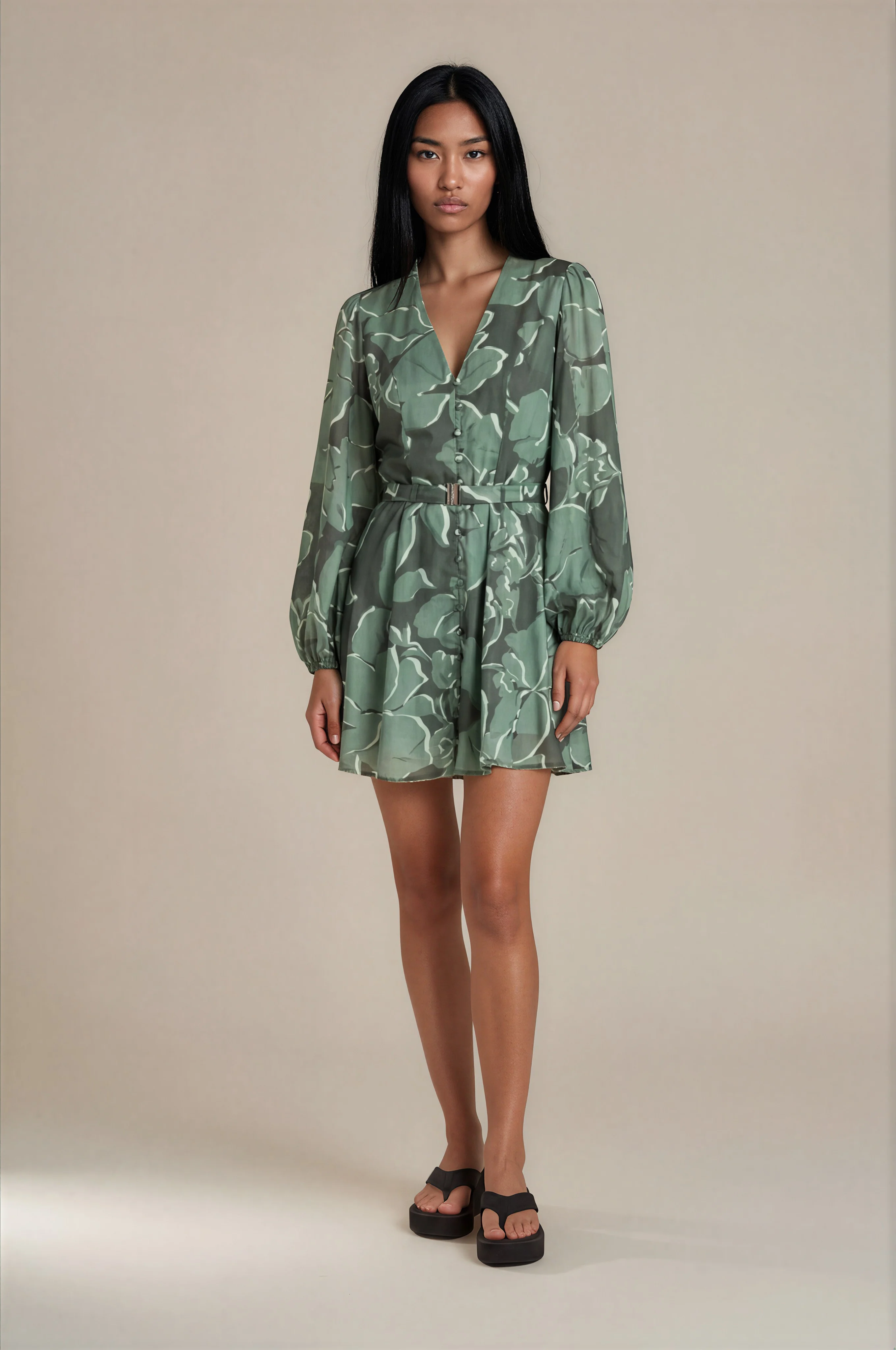 Roma Lunar Mini Dress - Forest Floral