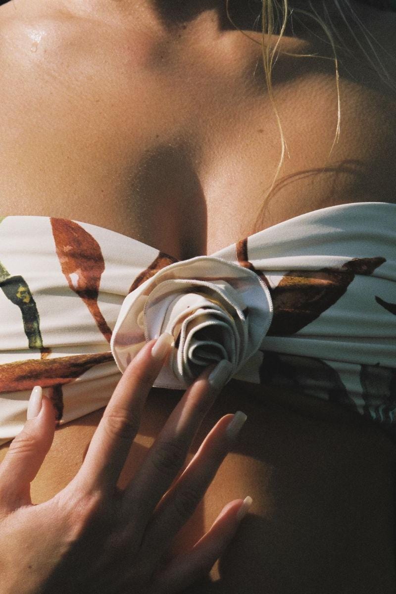 Rooted Floral Rosa Bandeau Bikini Top - Image 3