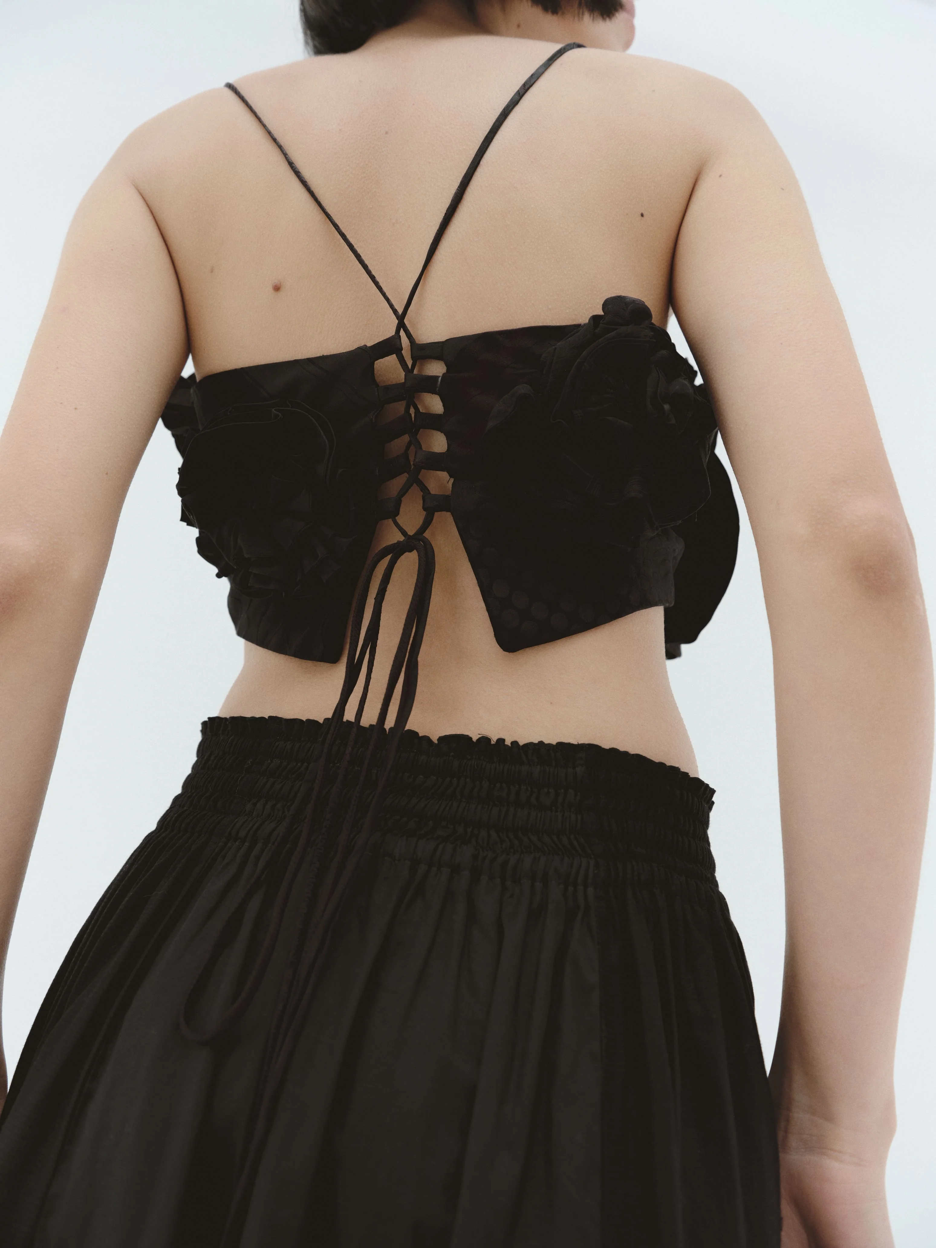 Rosa Silk Sculptural Flower Top - Black Mix - Image 2