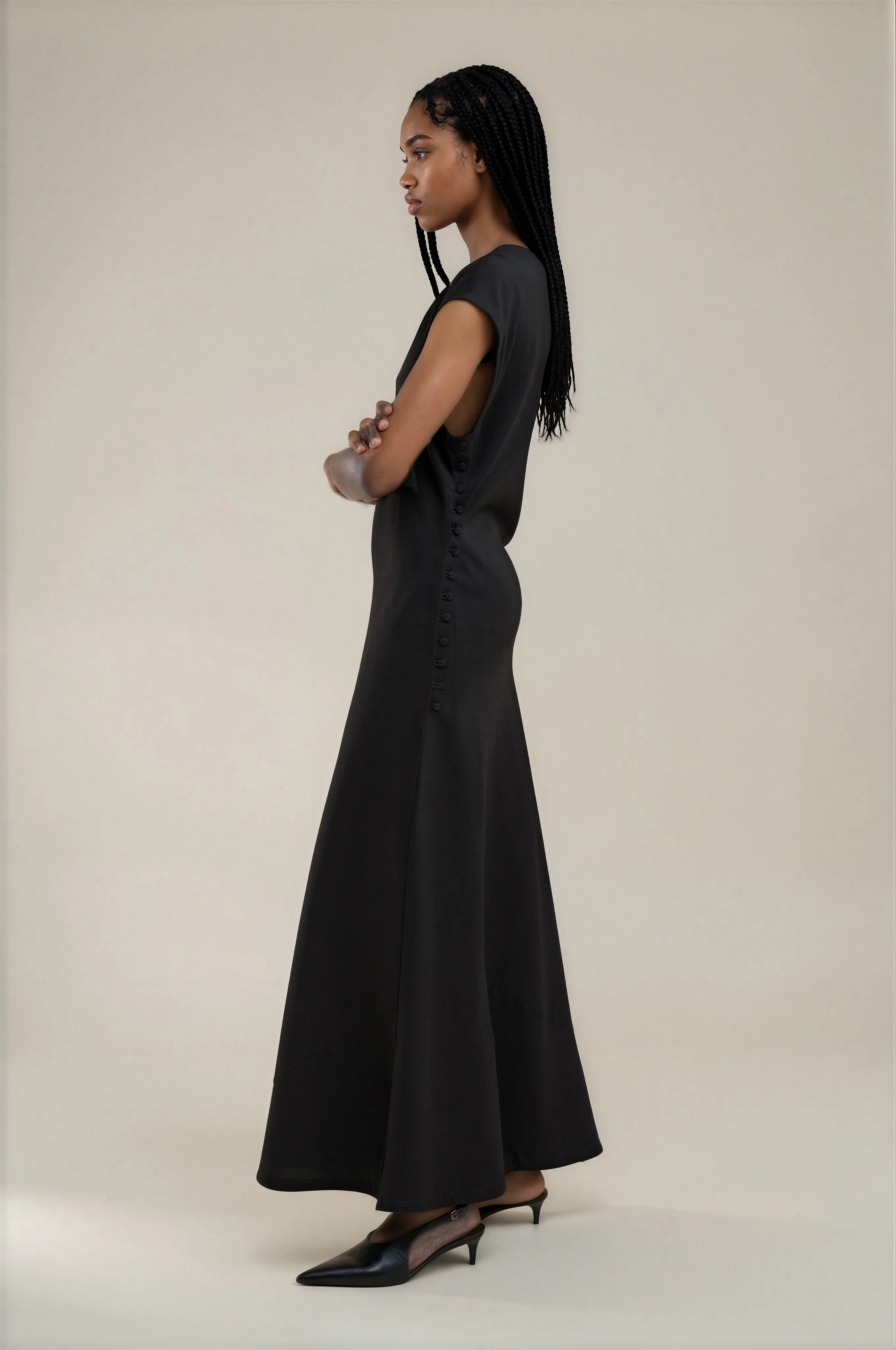 Ruched Bias-Cut Satin Dress - Image 2