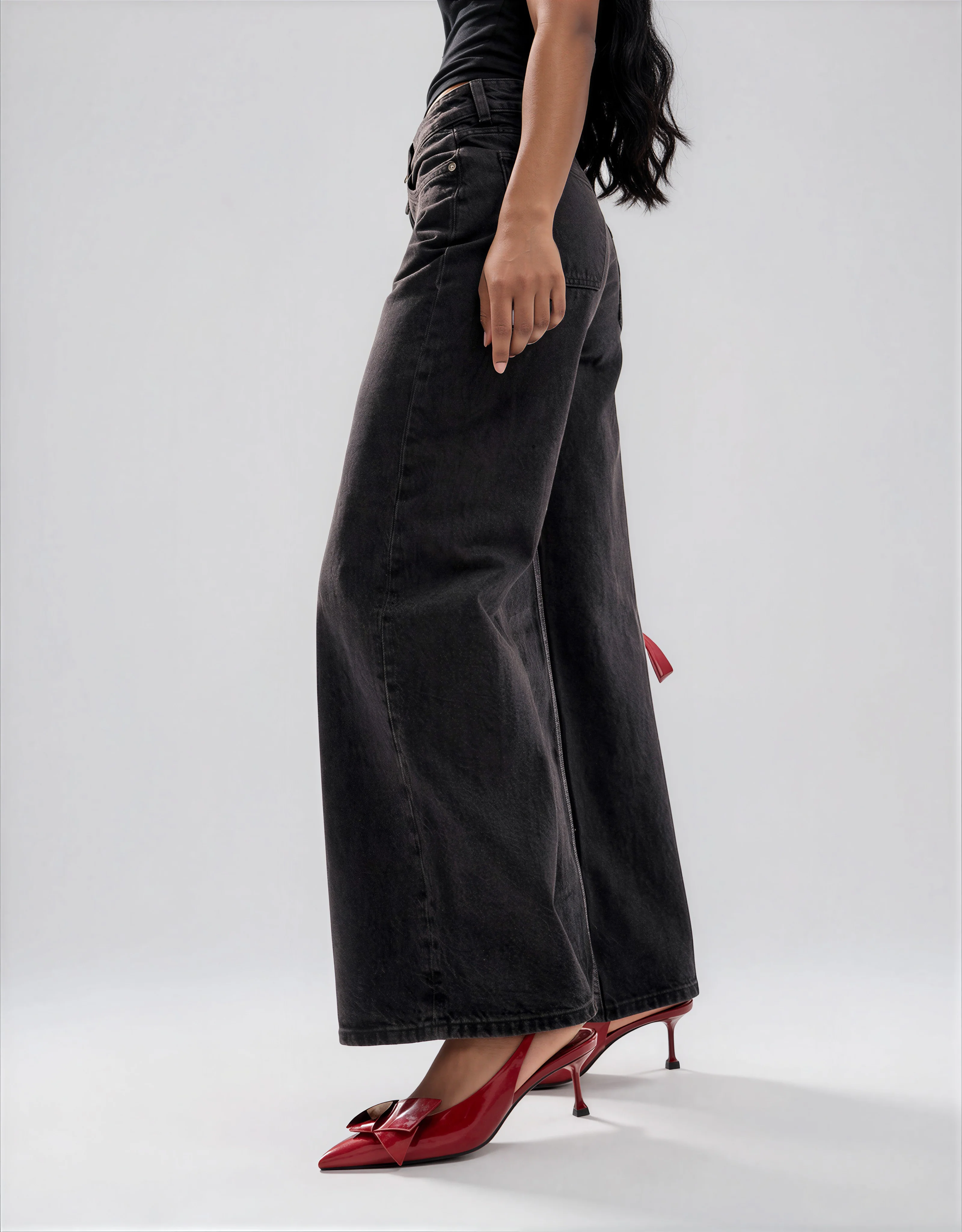 Wide Leg Jeans - Black - Image 2