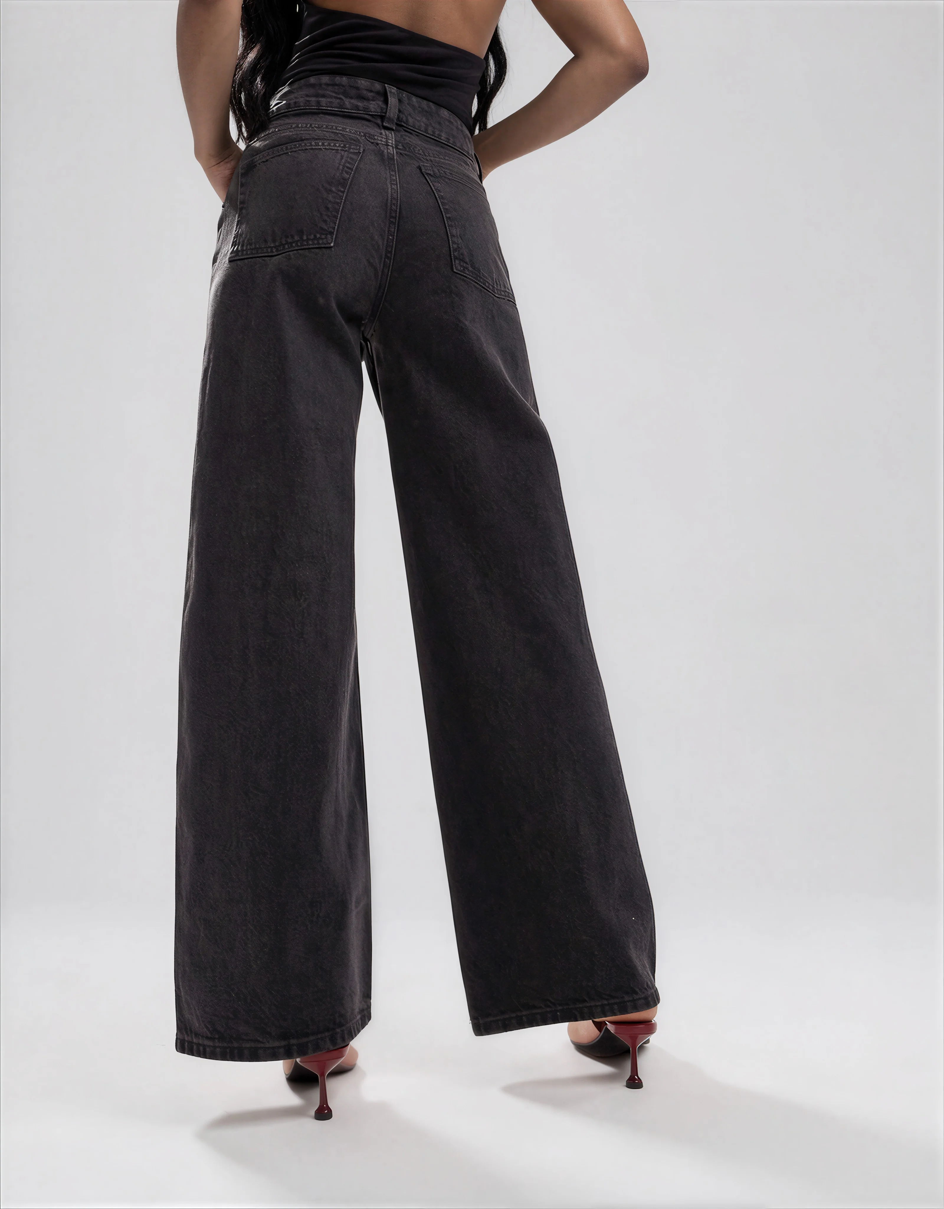 Wide Leg Jeans - Black - Image 4