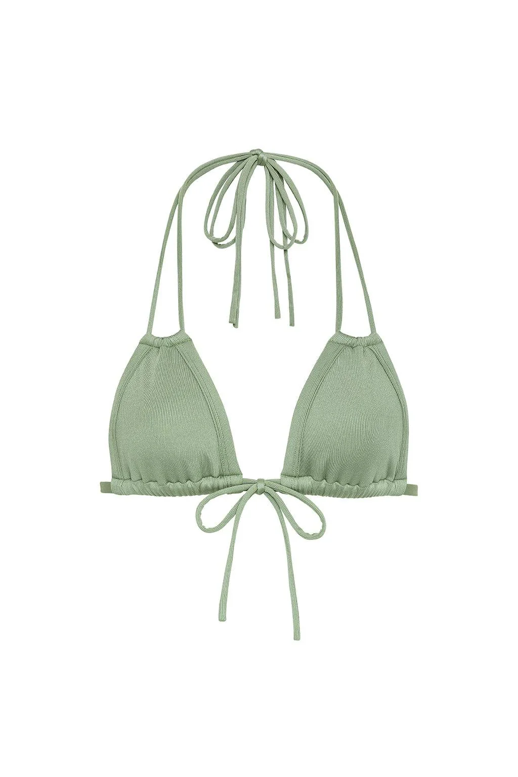 Sage Green Rib Euro Bow Bikini Top - Image 2