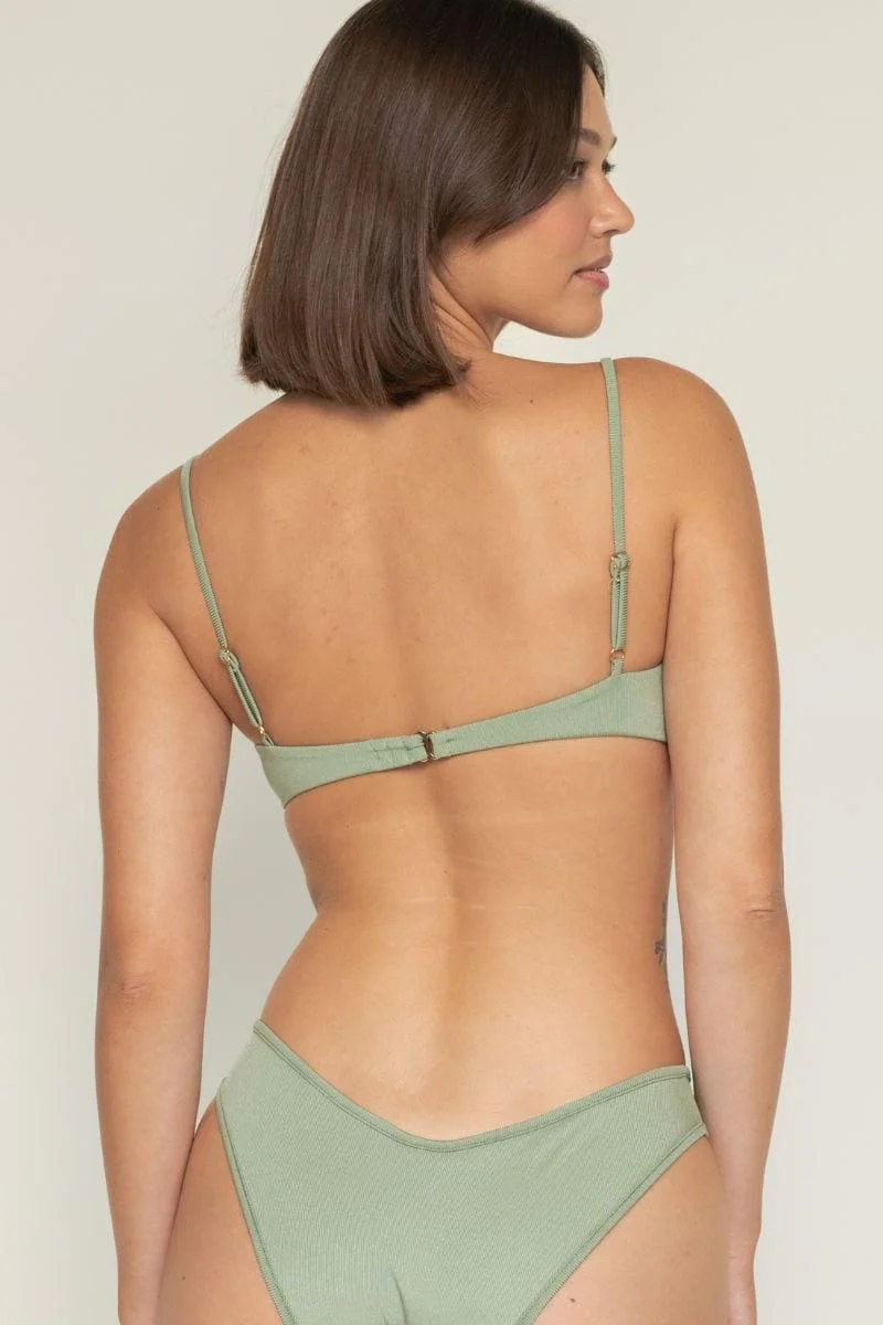Sage Green Rib Petal Bikini Top - Image 4
