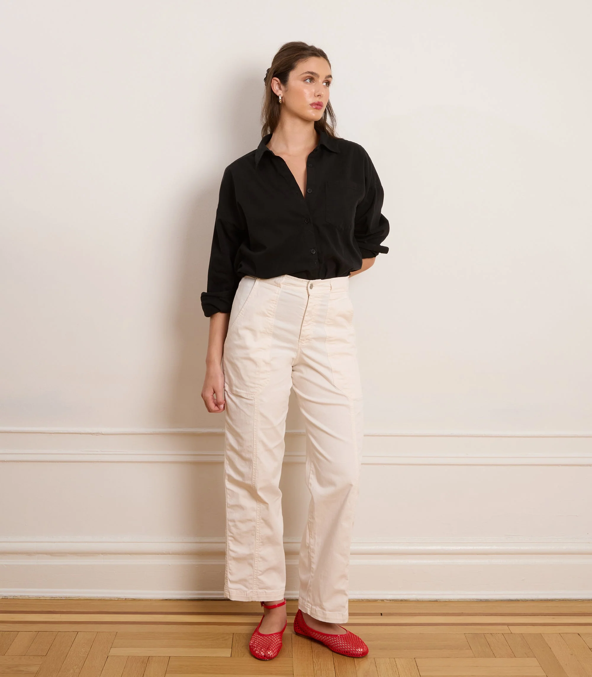 Jess Relaxed Seamed Trousers - Salt - Image 3