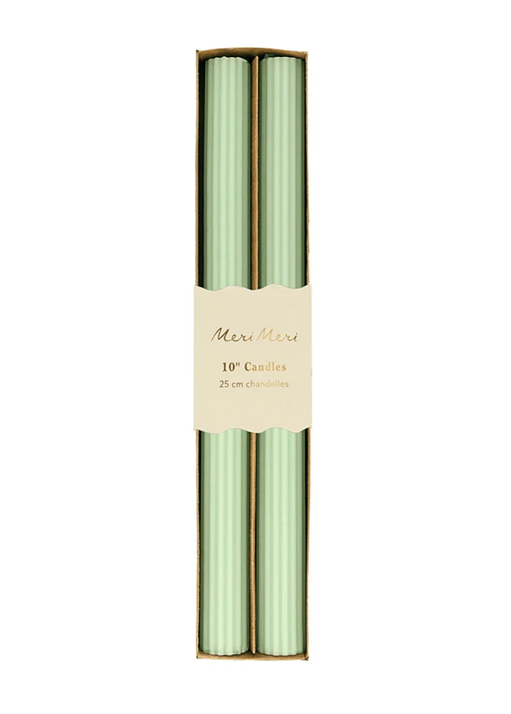 Sea Foam Green Table Candles - Pack of 2