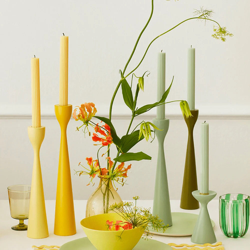 Sea Foam Green Table Candles - Pack of 2 - Image 3