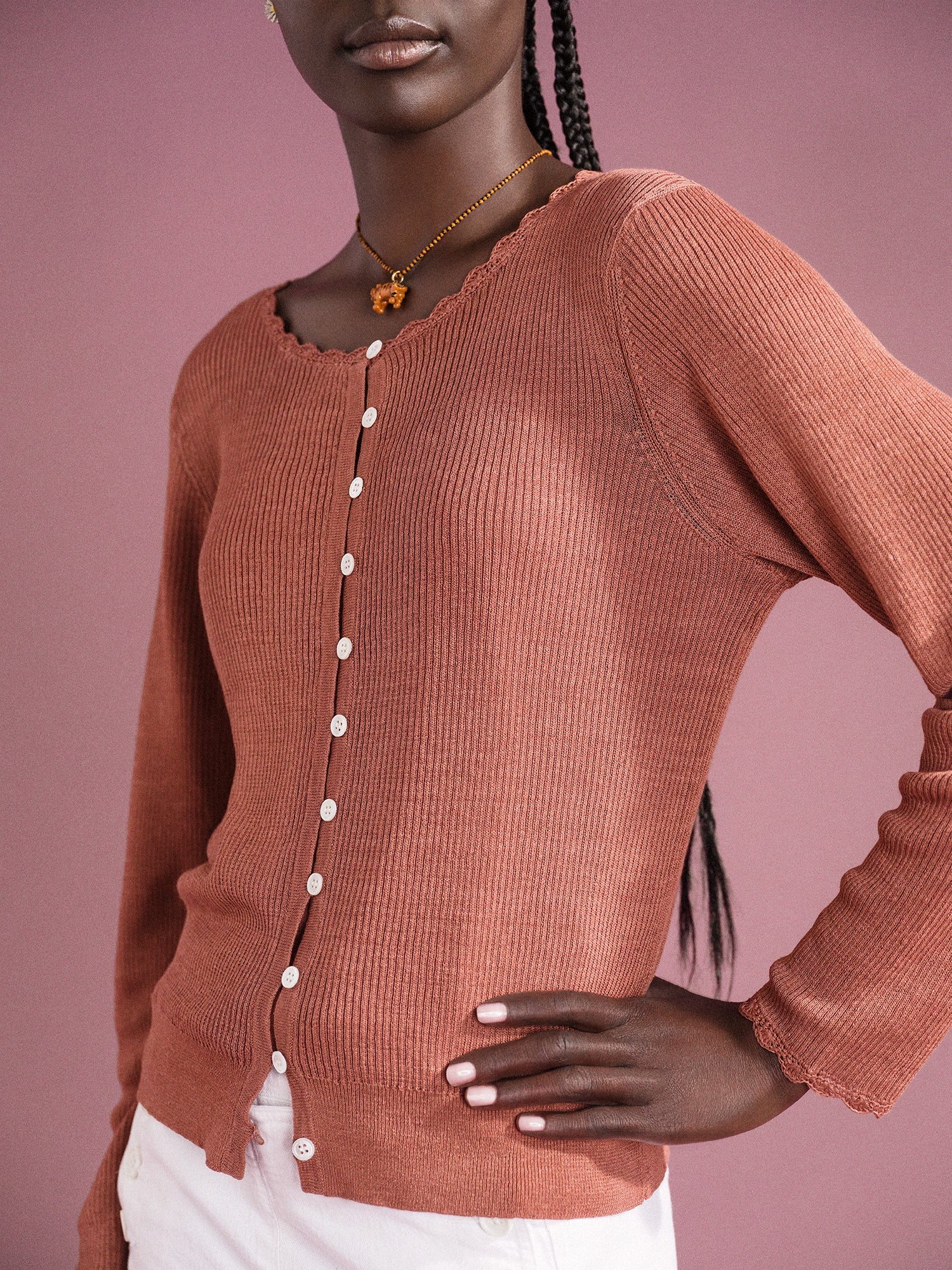 Senna Cardigan - Terracotta - Image 5