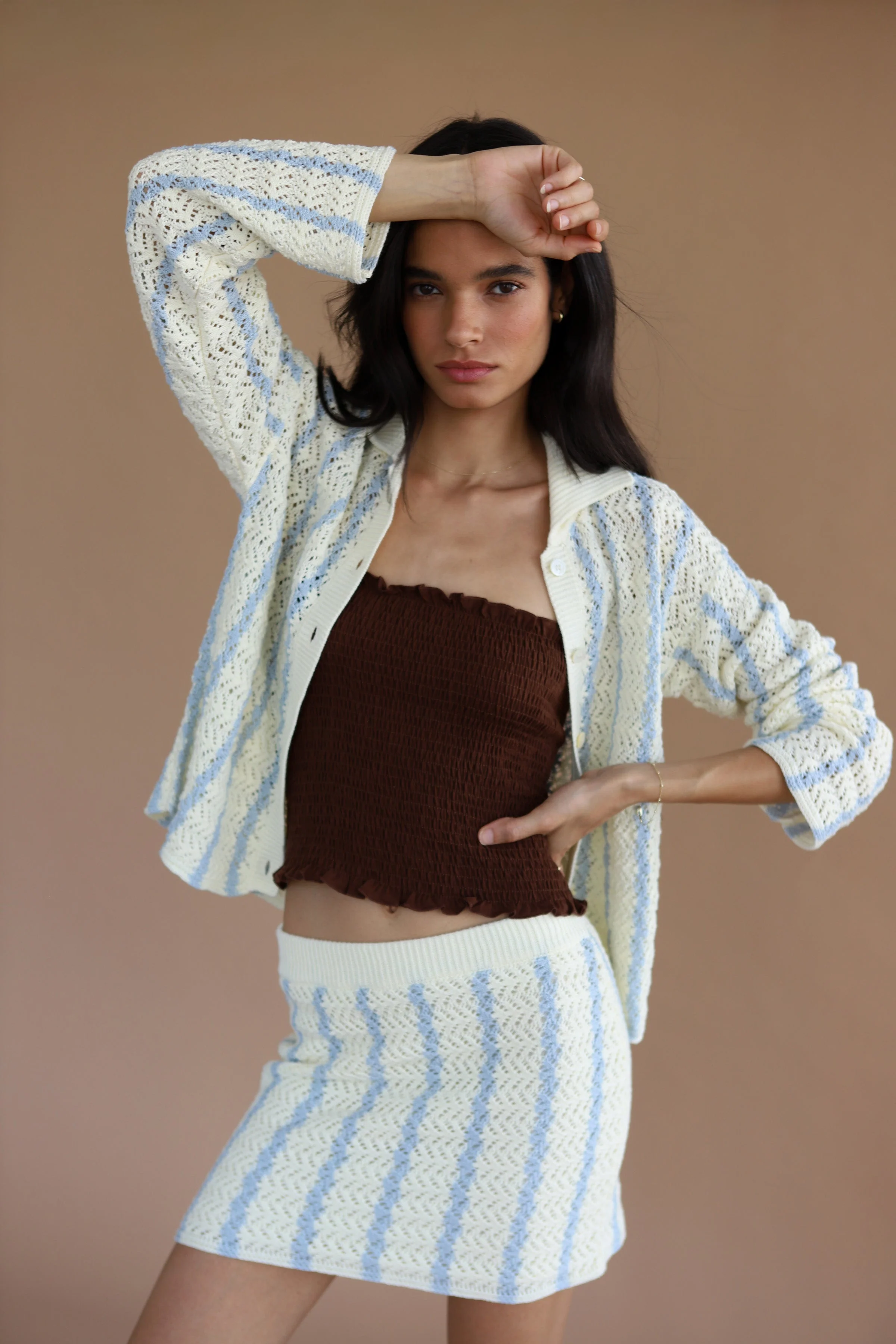 Sienna Crochet Button Down - Moody Blue - Image 5