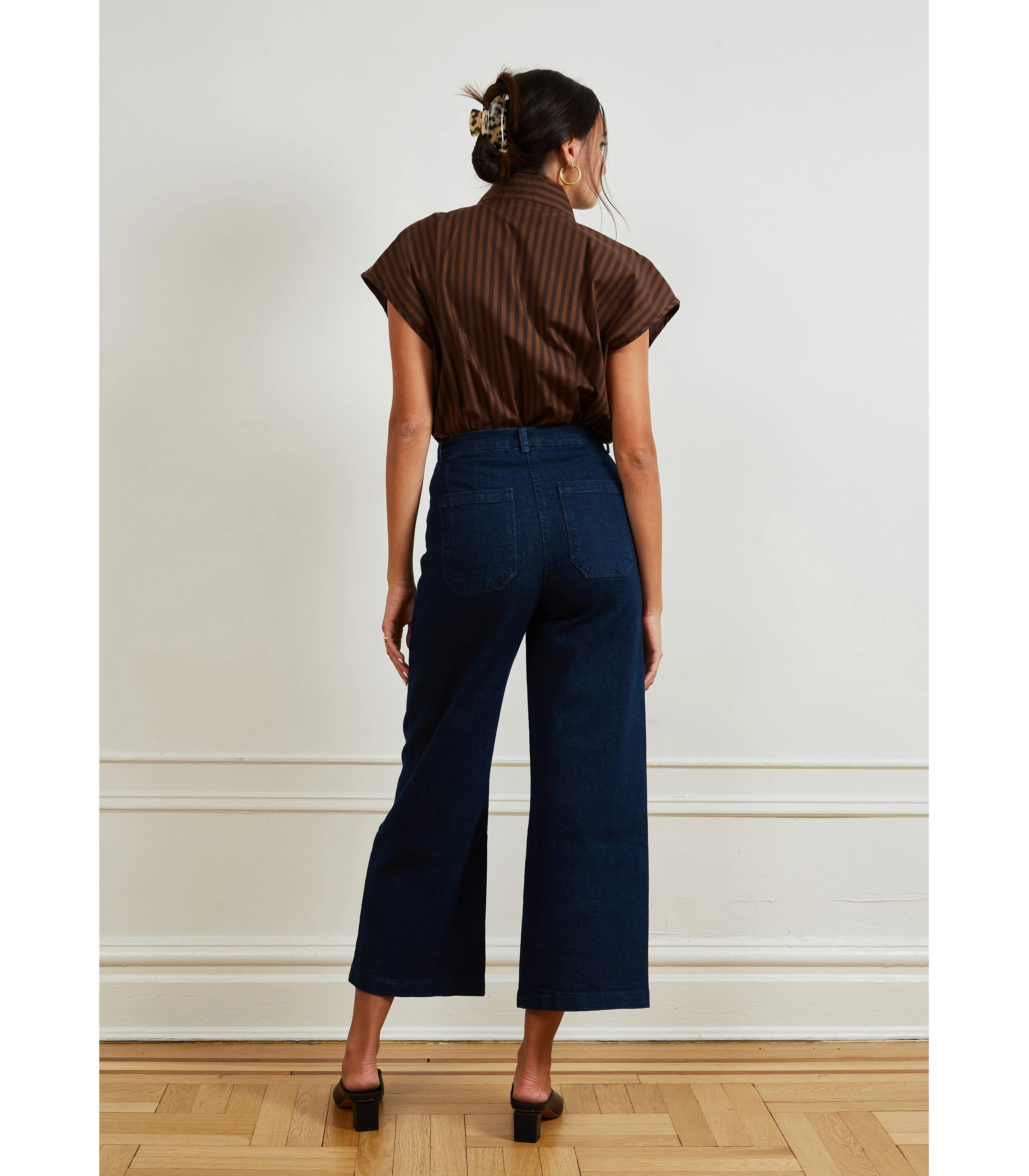 Simone Wide Crop Jeans - Dark Indigo - Image 2