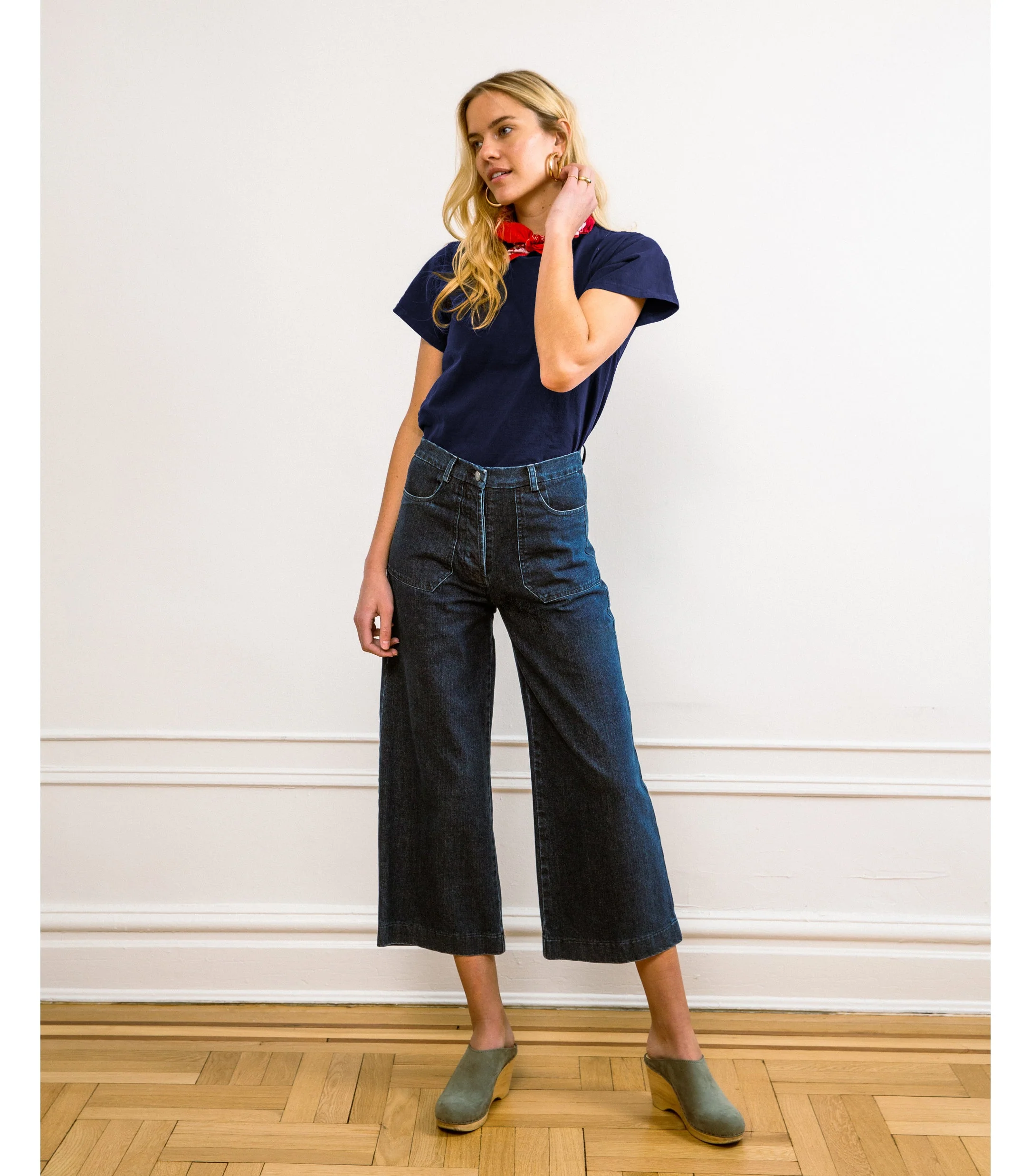 Simone Wide Crop Jeans - Dark Indigo - Image 5