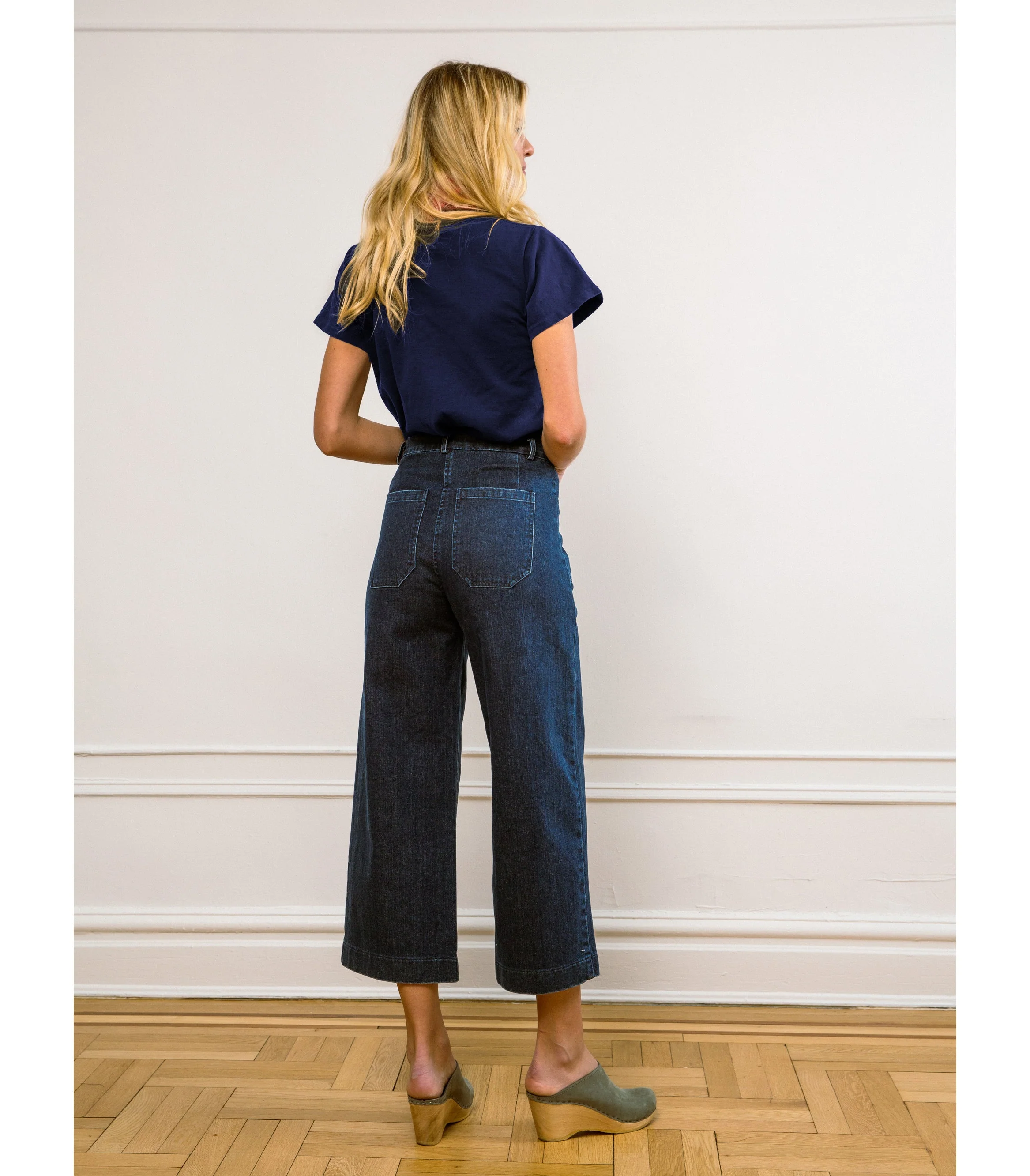 Simone Wide Crop Jeans - Dark Indigo - Image 6