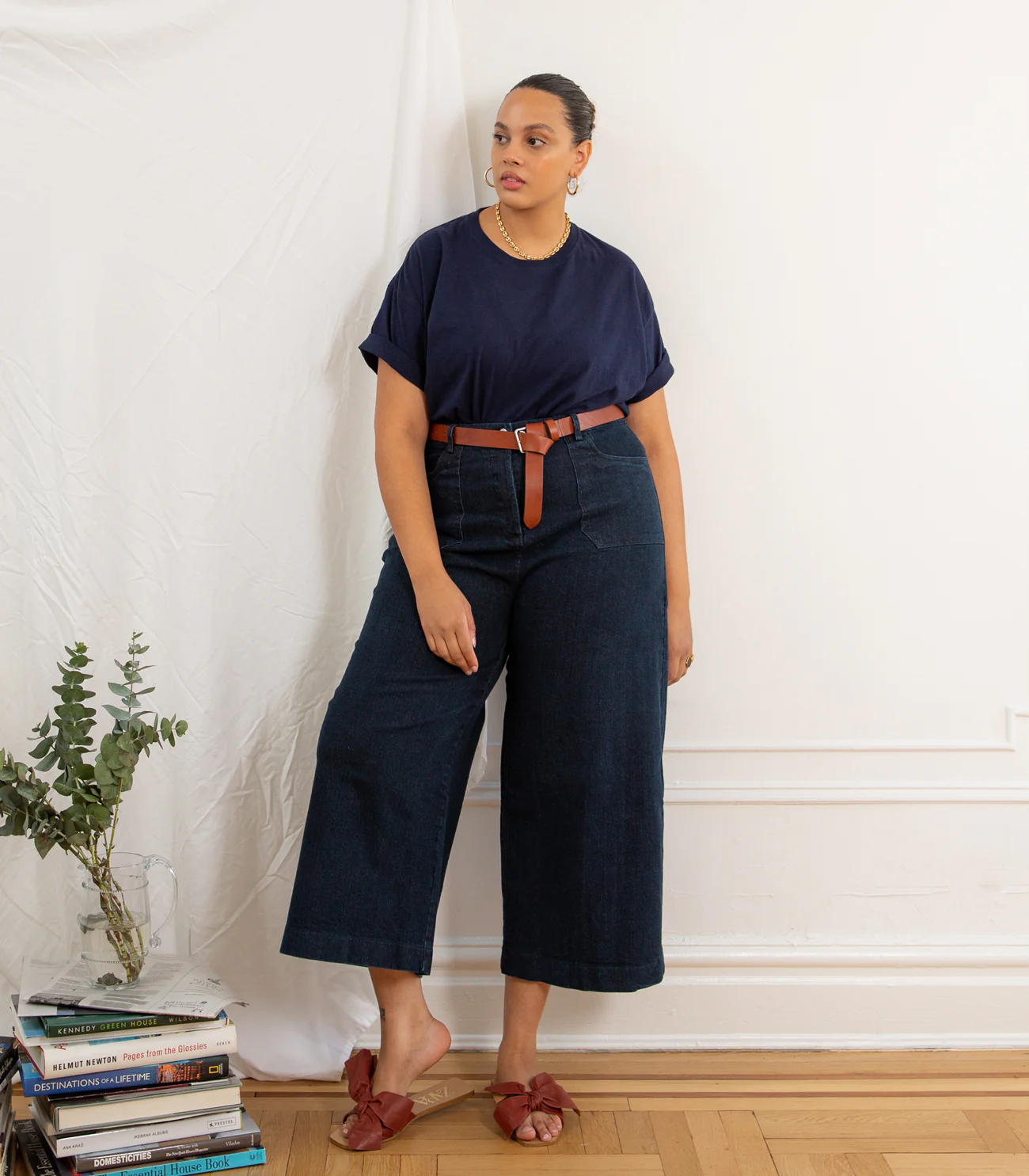 Simone Wide Crop Jeans - Dark Indigo - Image 7
