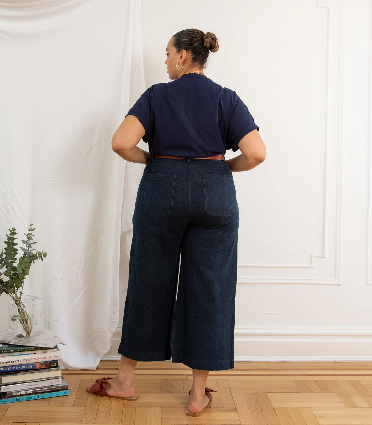Simone Wide Crop Jeans - Dark Indigo - Image 8