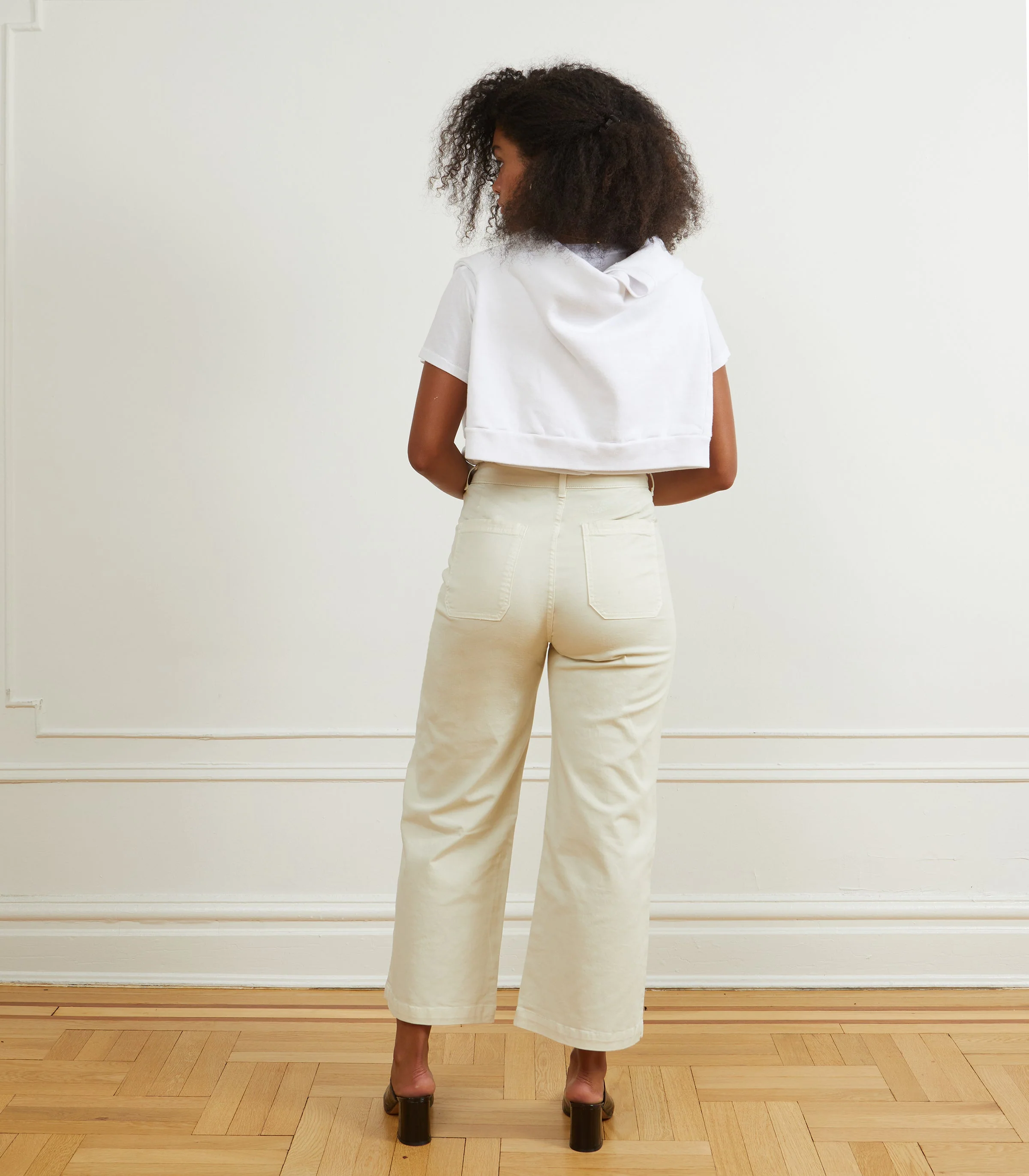 Simone Wide Crop Pants - Salt - Image 2
