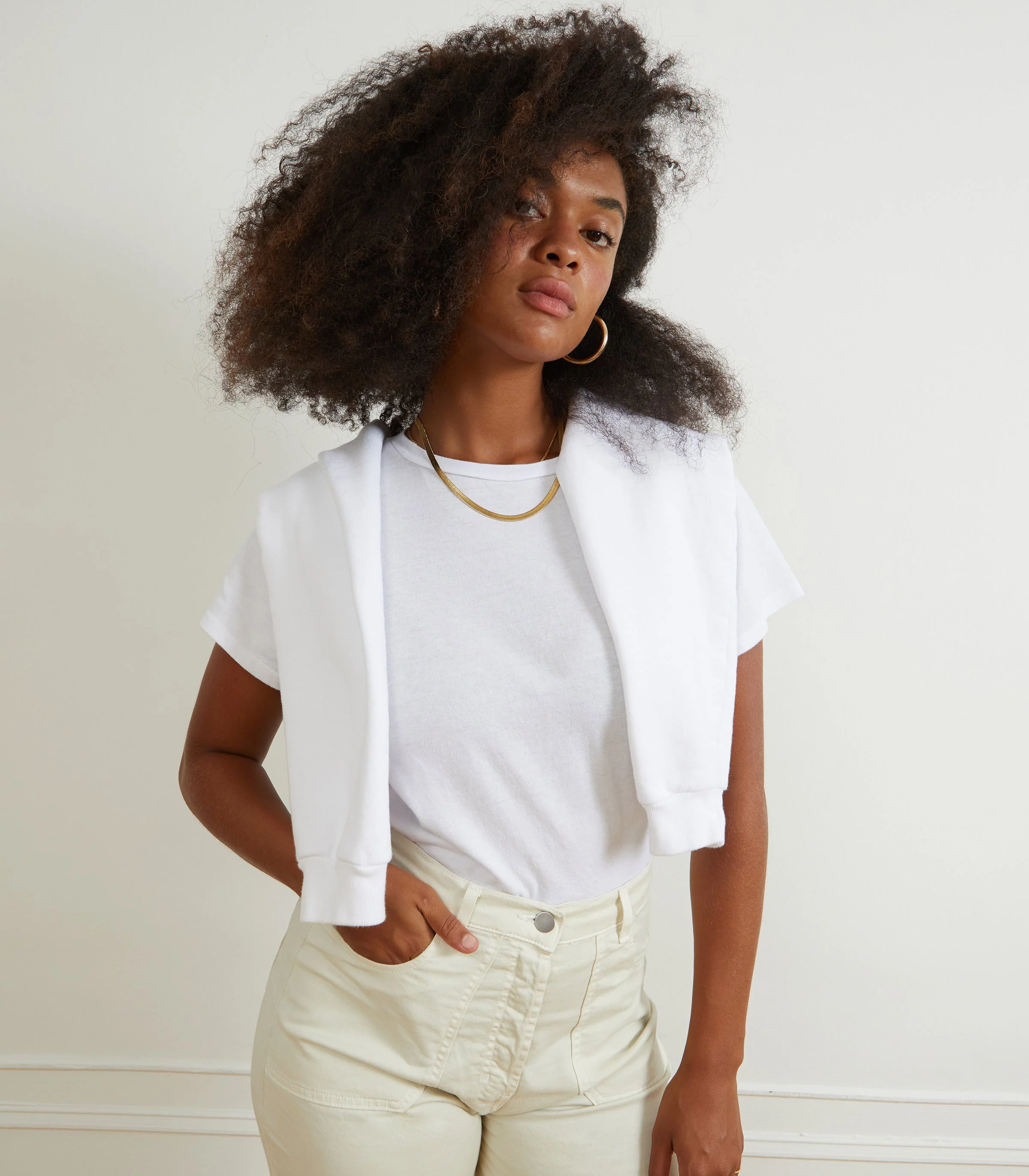 Simone Wide Crop Pants - Salt - Image 3