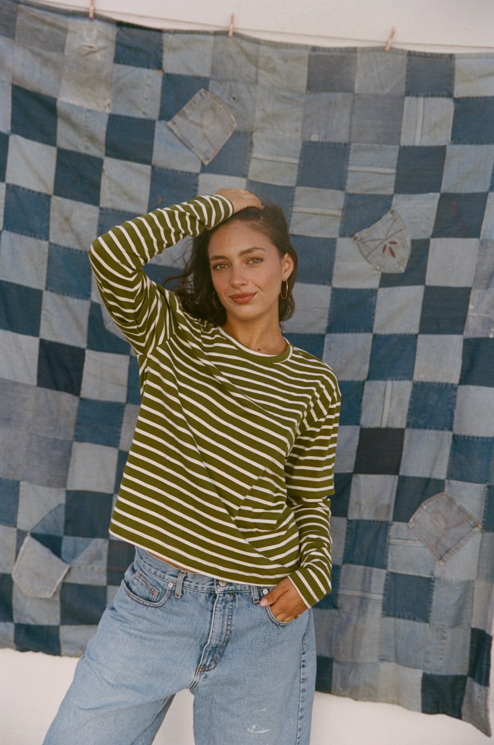 Skate Long Sleeve - Olive Stripe - Image 2