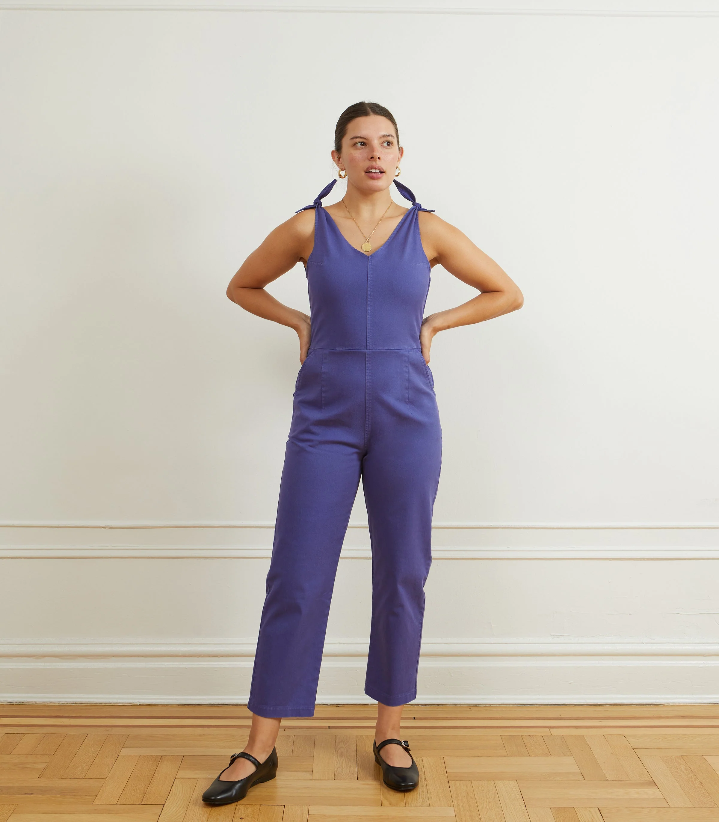 Slate Tie Strap Coveralls - Violet