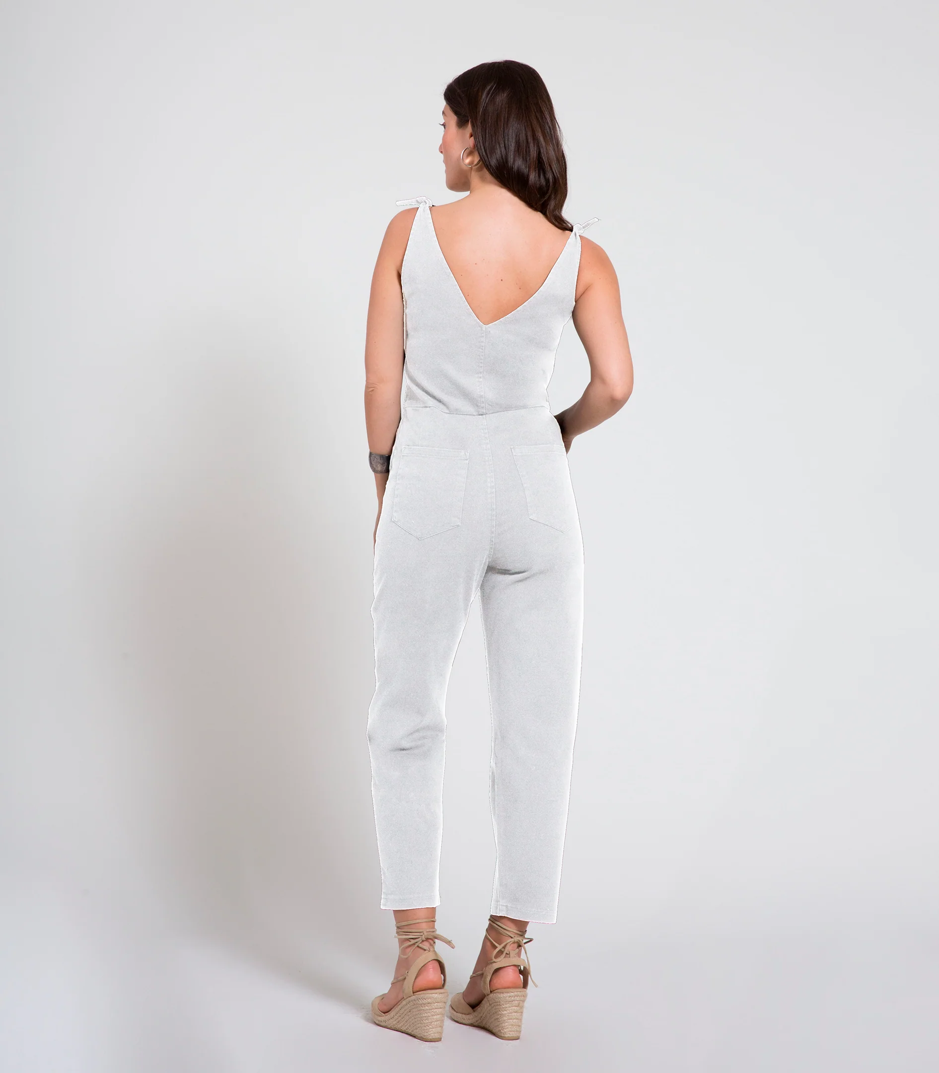 Slate Tie Strap Coveralls - White - Image 2