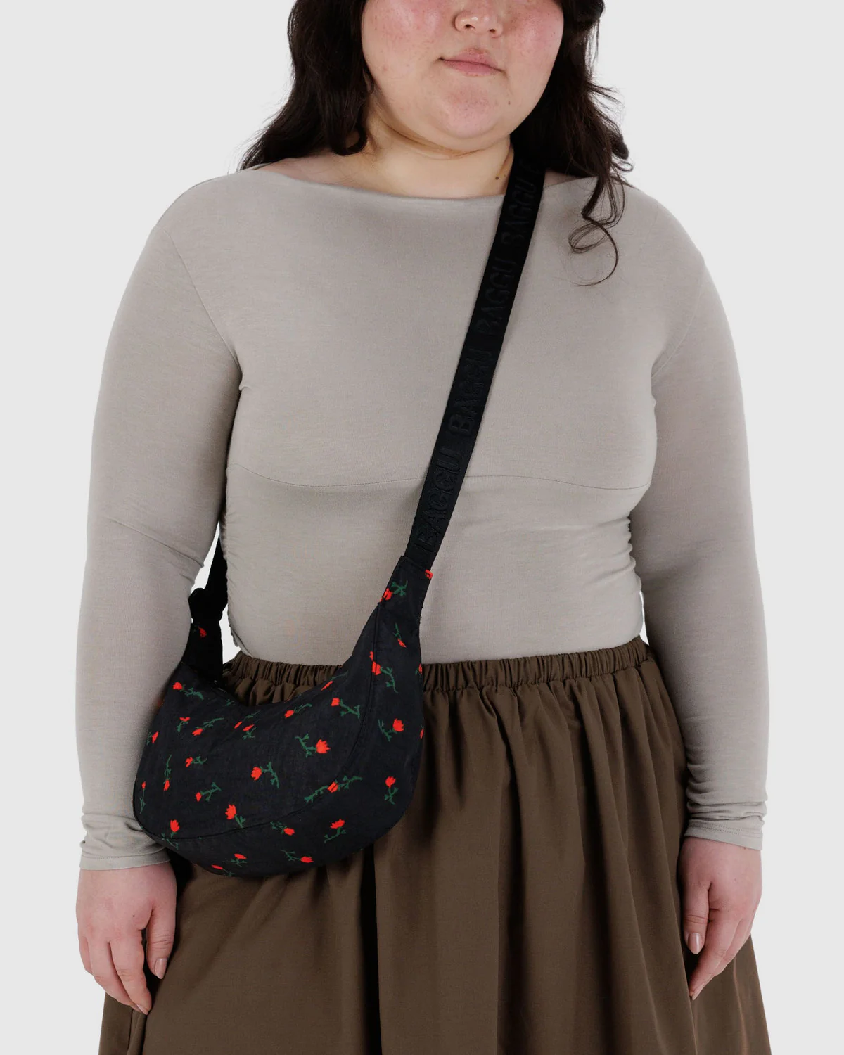 Small Nylon Crescent Bag - Painted Wildflower - Image 2