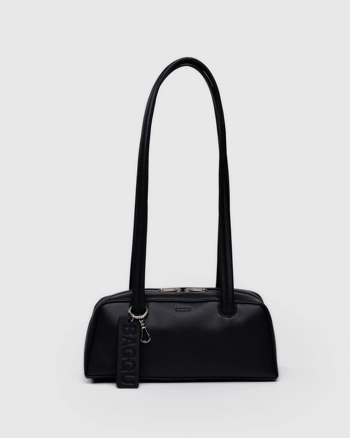 Small Recycled Leather Bowler Bag - Black