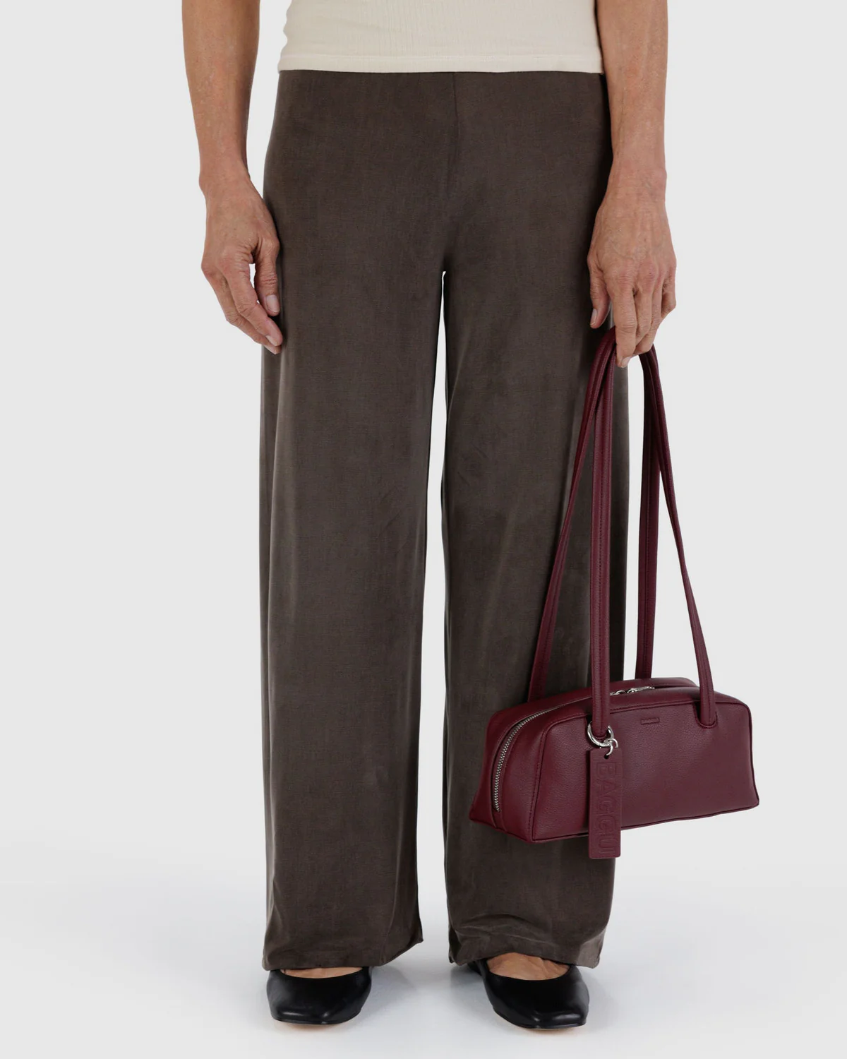 Small Recycled Leather Bowler Bag - Mahogany - Image 3