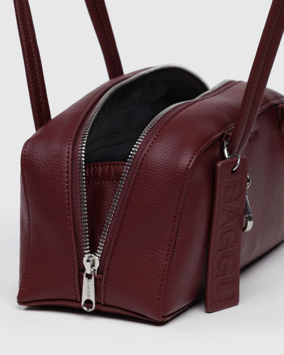 Small Recycled Leather Bowler Bag - Mahogany - Image 4