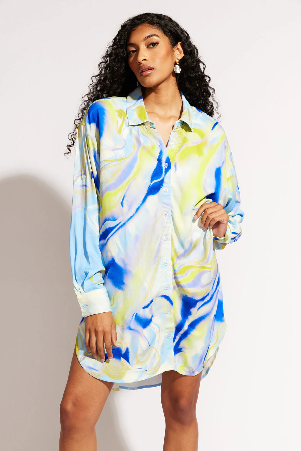 Sol Button-Up Shirt Dress - Geode