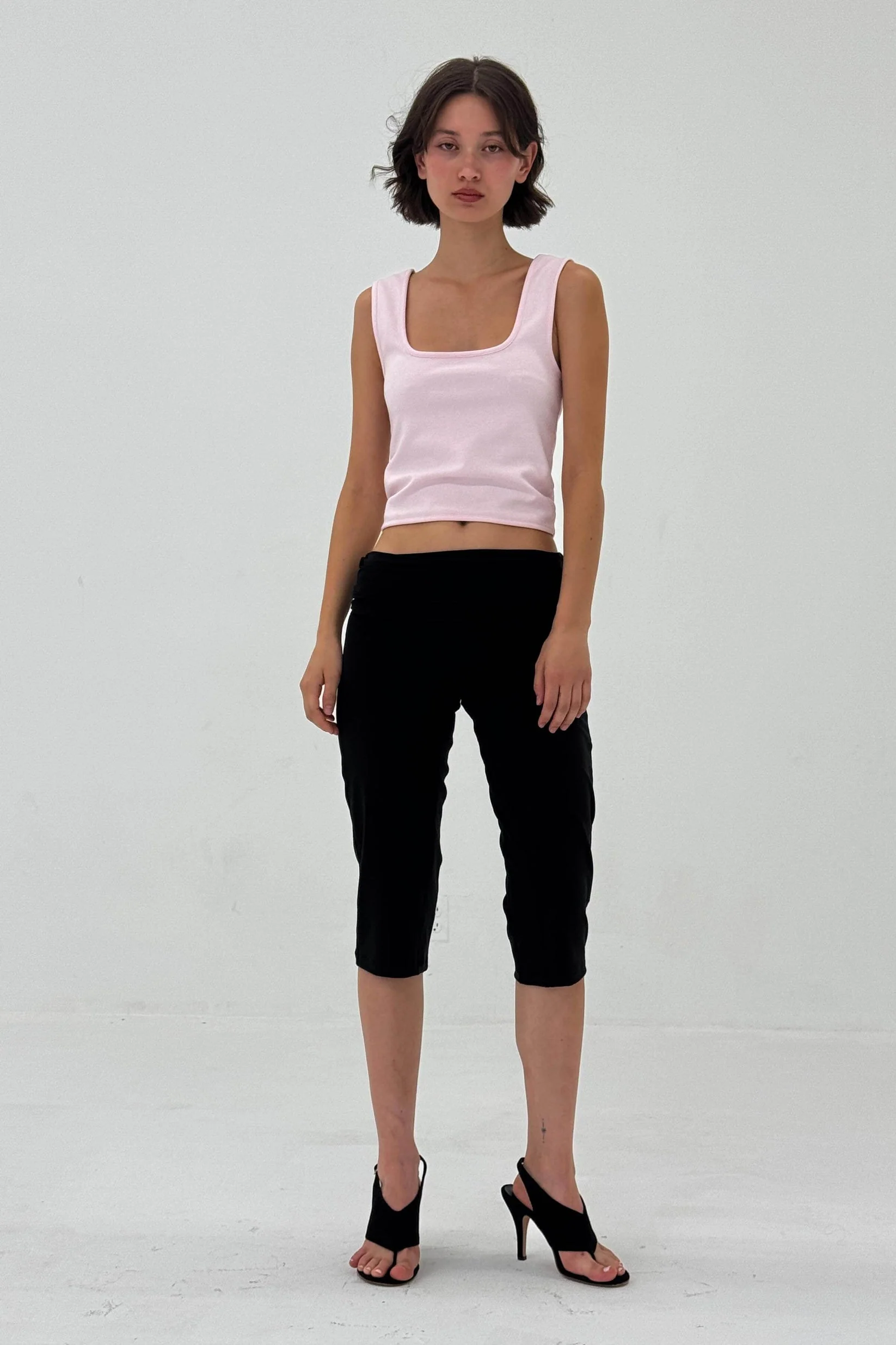 Square Neck Ponte Tank Top - Strawberry Cream - Image 3