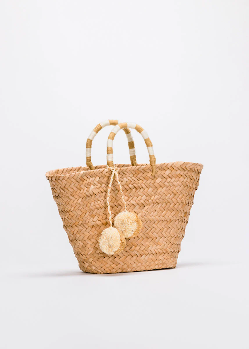 St Tropez Pom Pom Straw Tote - Image 3