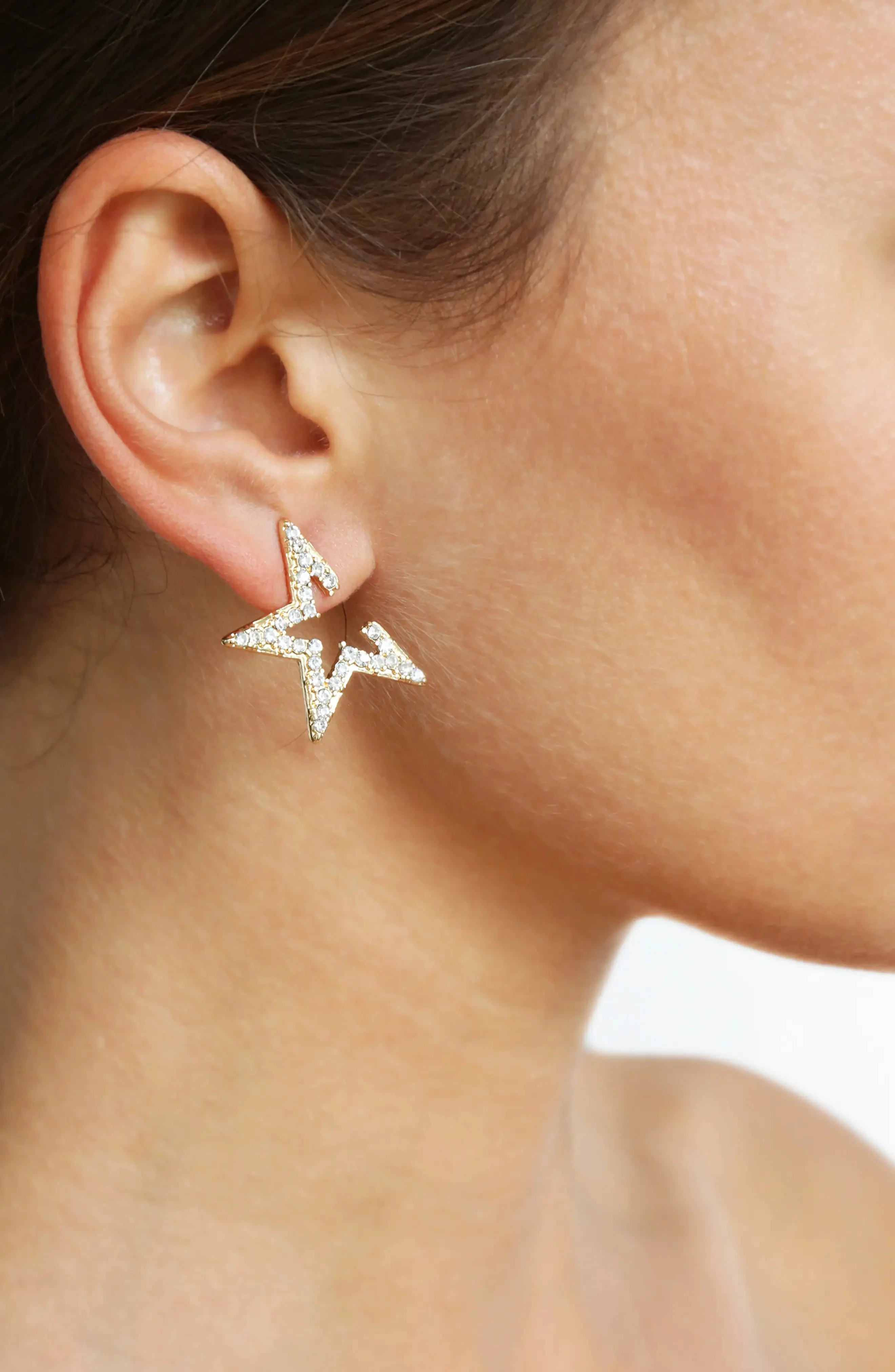Star Light Crystal Statement Stud Earrings - Image 2