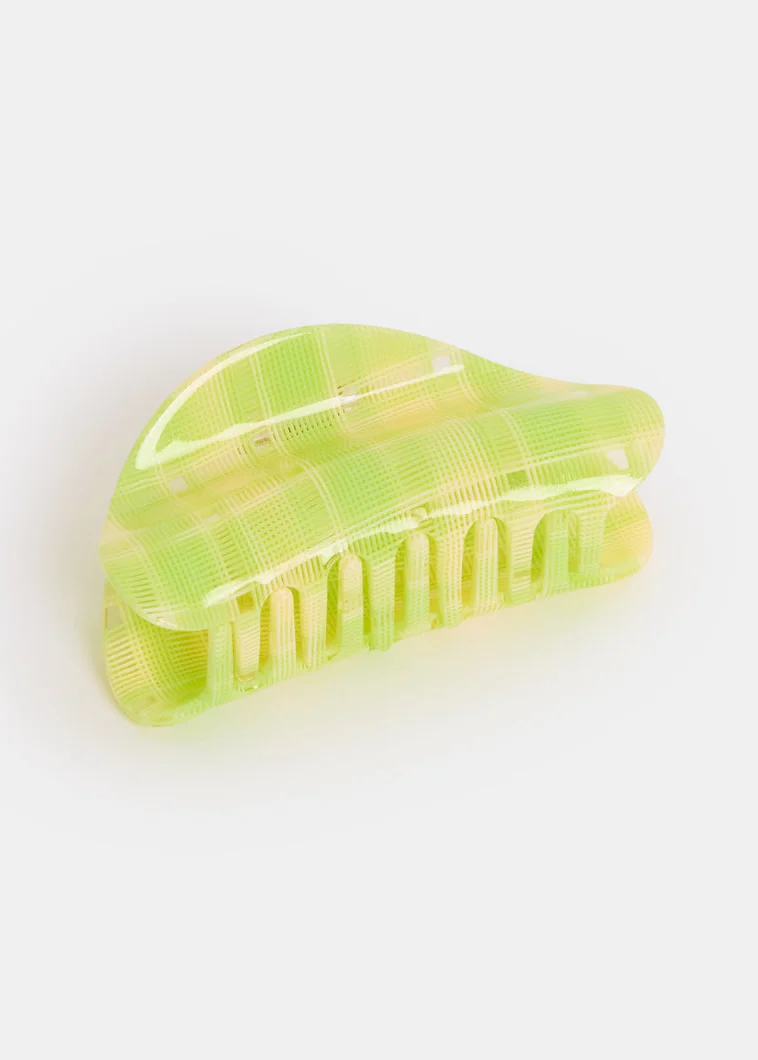 Suki Claw - Lime + Cream Plaid